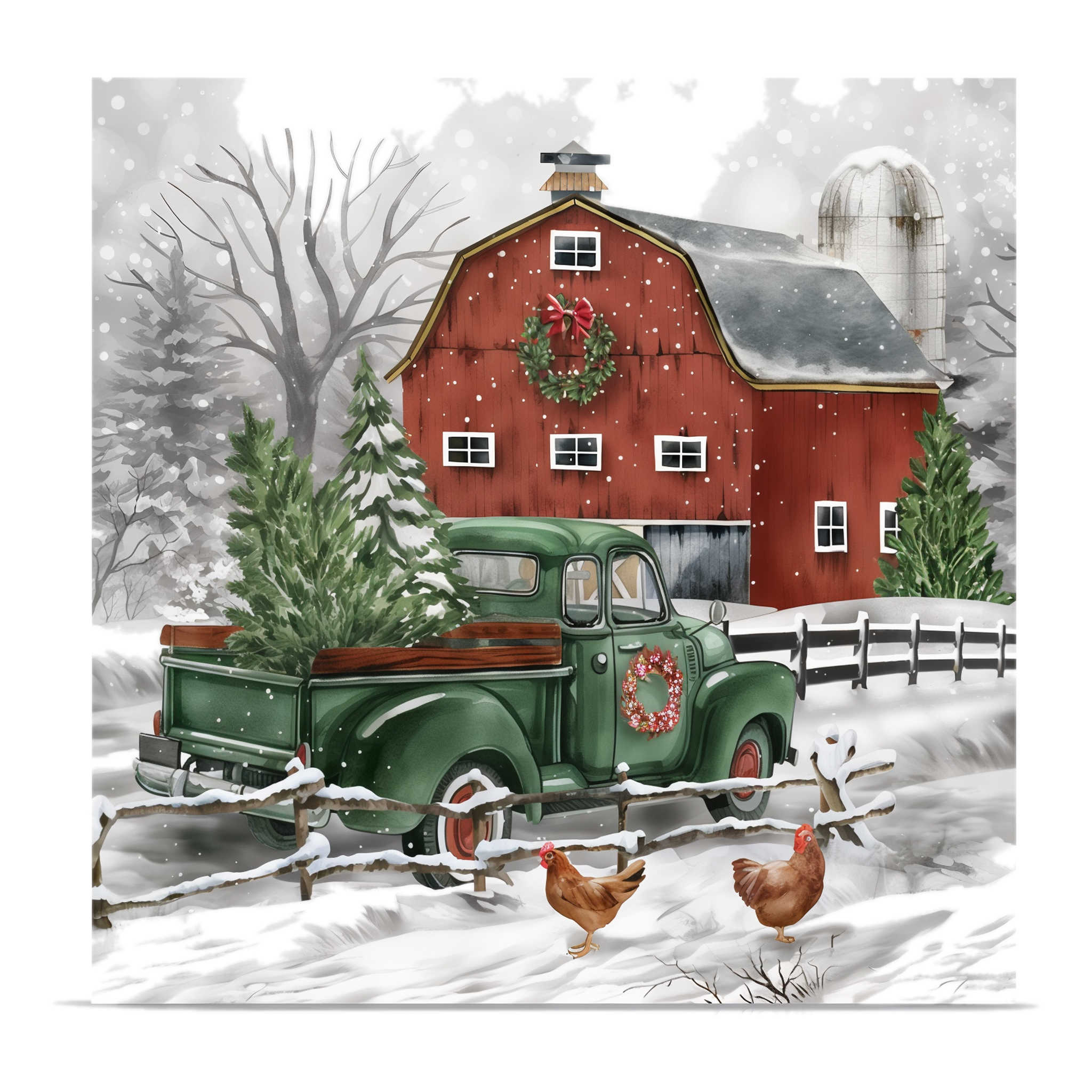 Briarwood Lane Christmas on the Farm Medium LED Canvas Art -- 16" x 16"