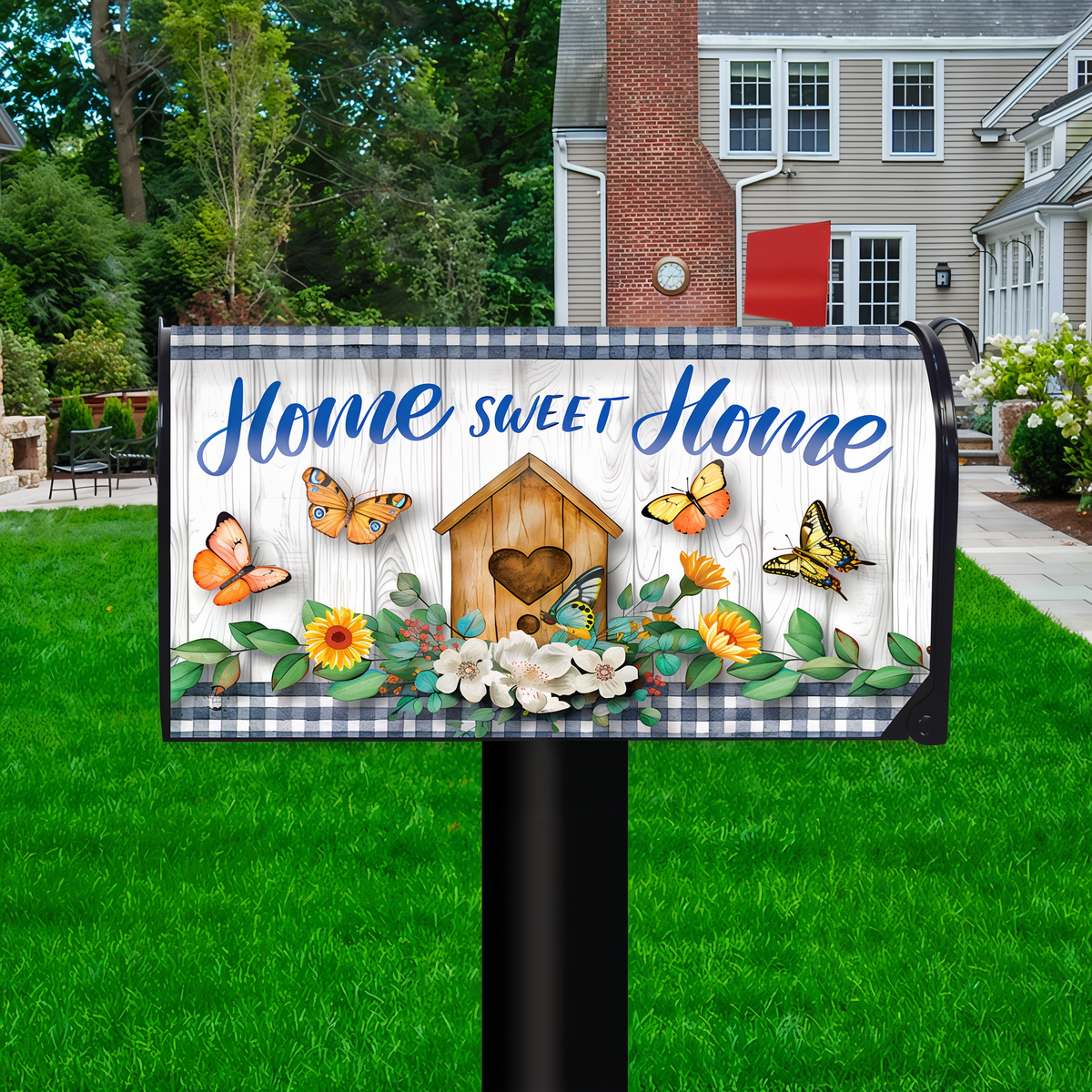 Briarwood Lane Country Home Sweet Home Mailbox Cover -- mailbox cover displayed outdoors