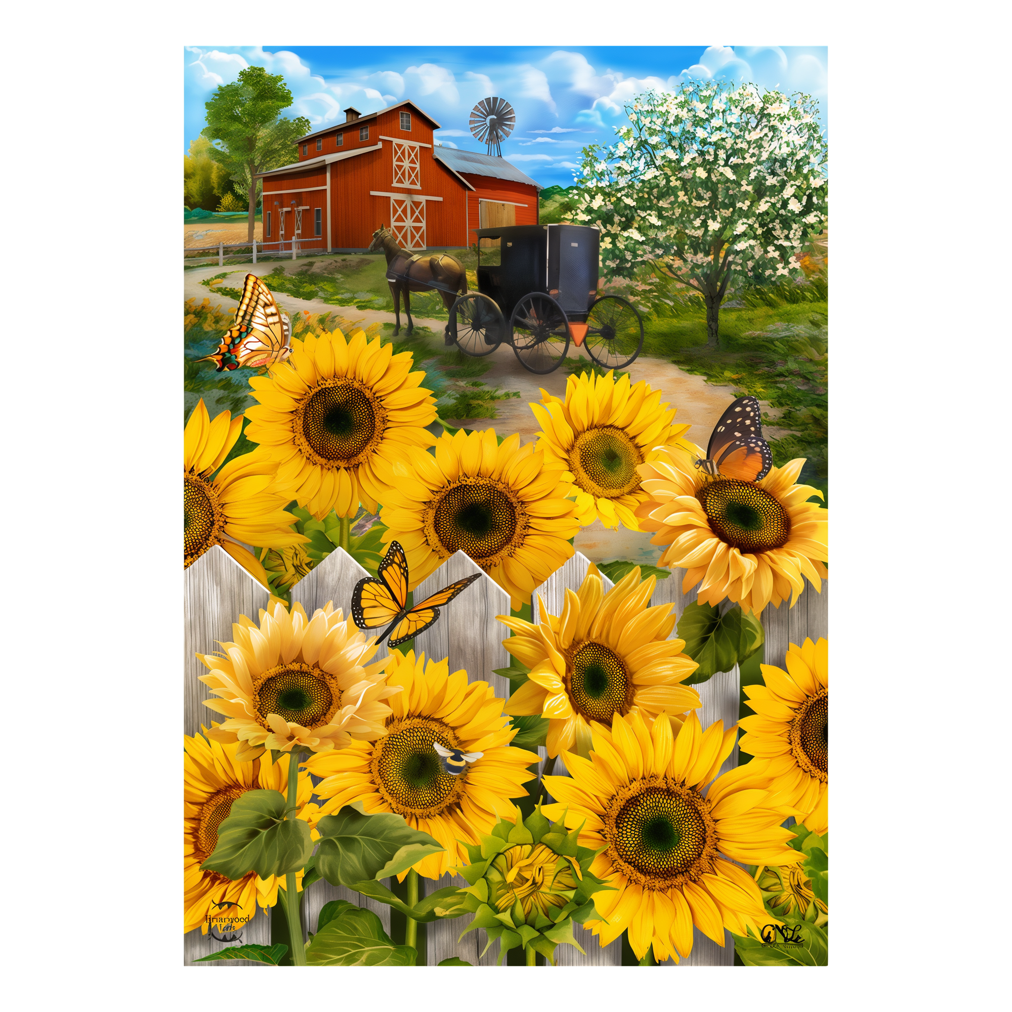 Briarwood Lane Country Sunflowers Summer Garden Flag -- detail view