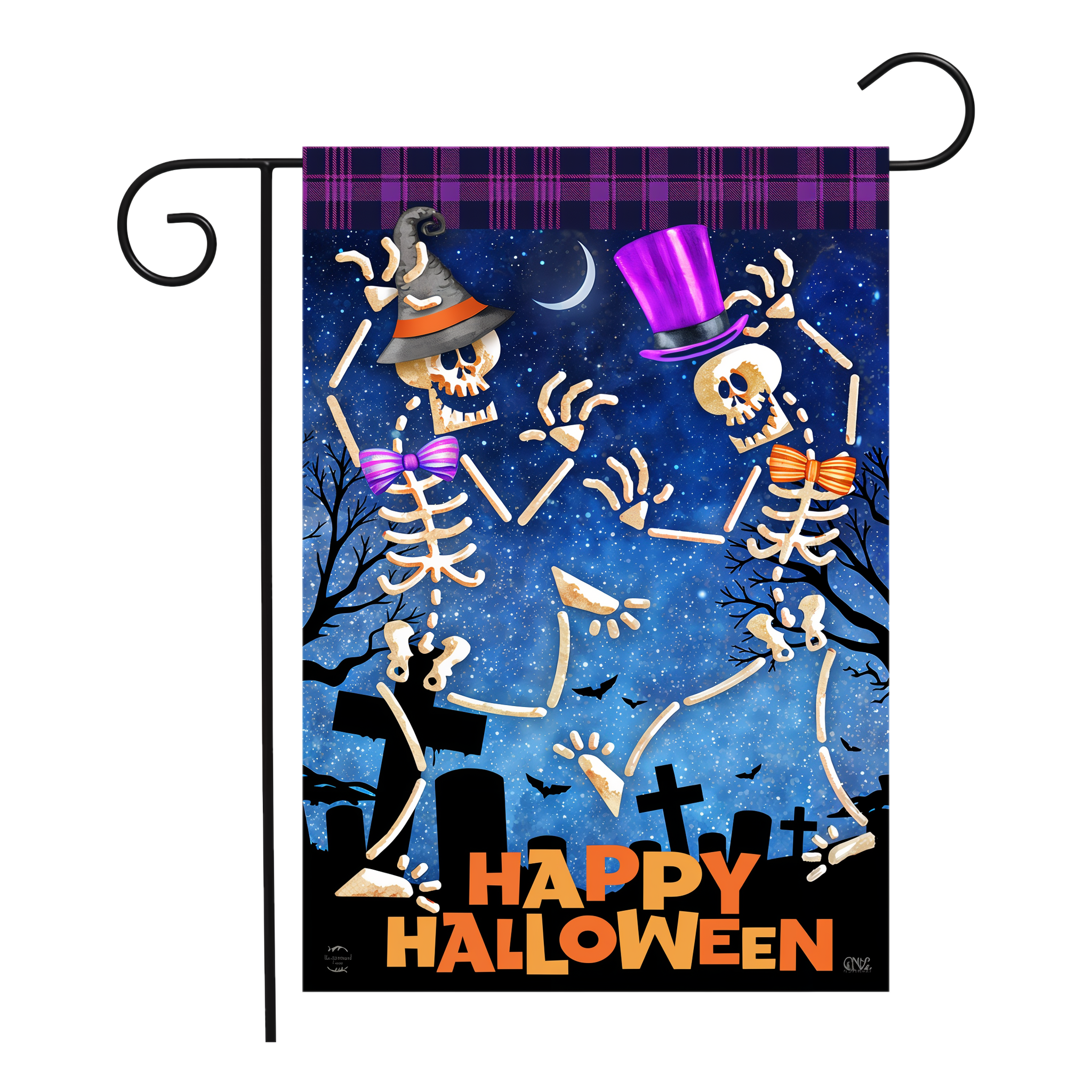 Briarwood Lane Dancing Skeletons Halloween Garden Flag -- 12