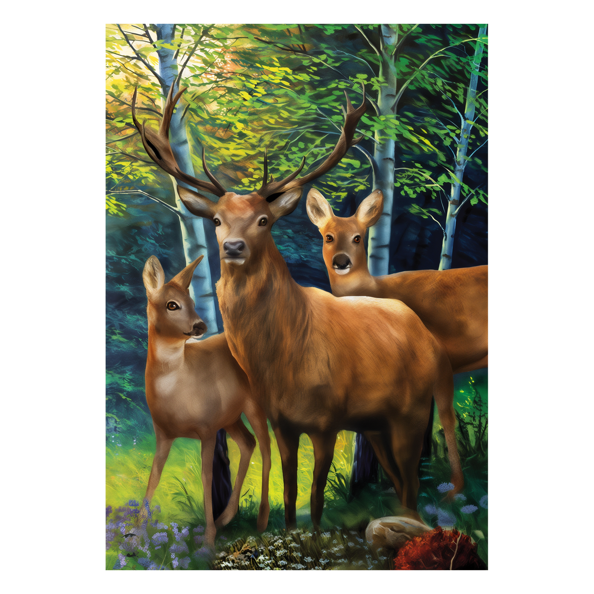 Briarwood Lane Deer Family Flag Garden Flag -- artwork detail view