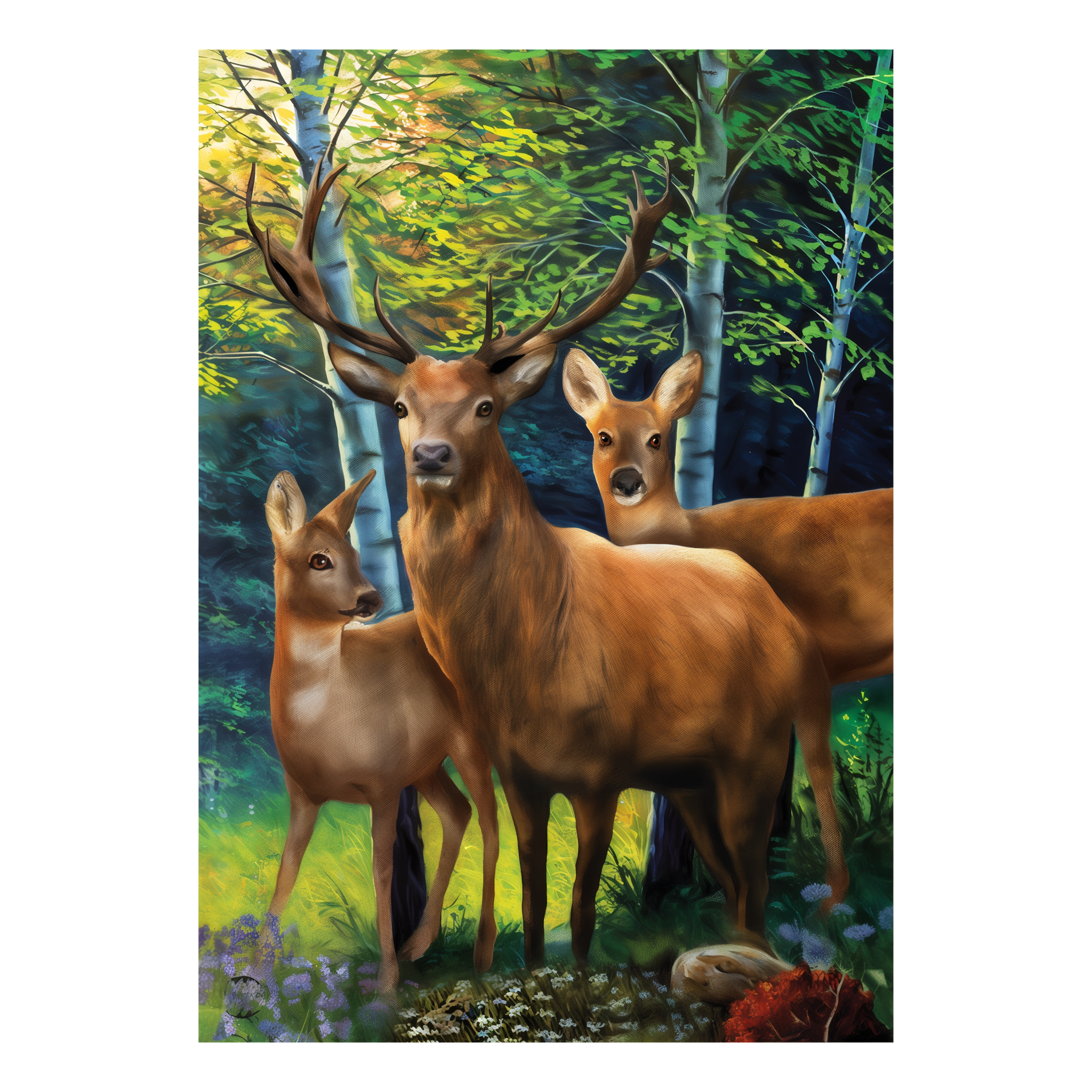 Briarwood Lane Deer Family House Flag -- detail view