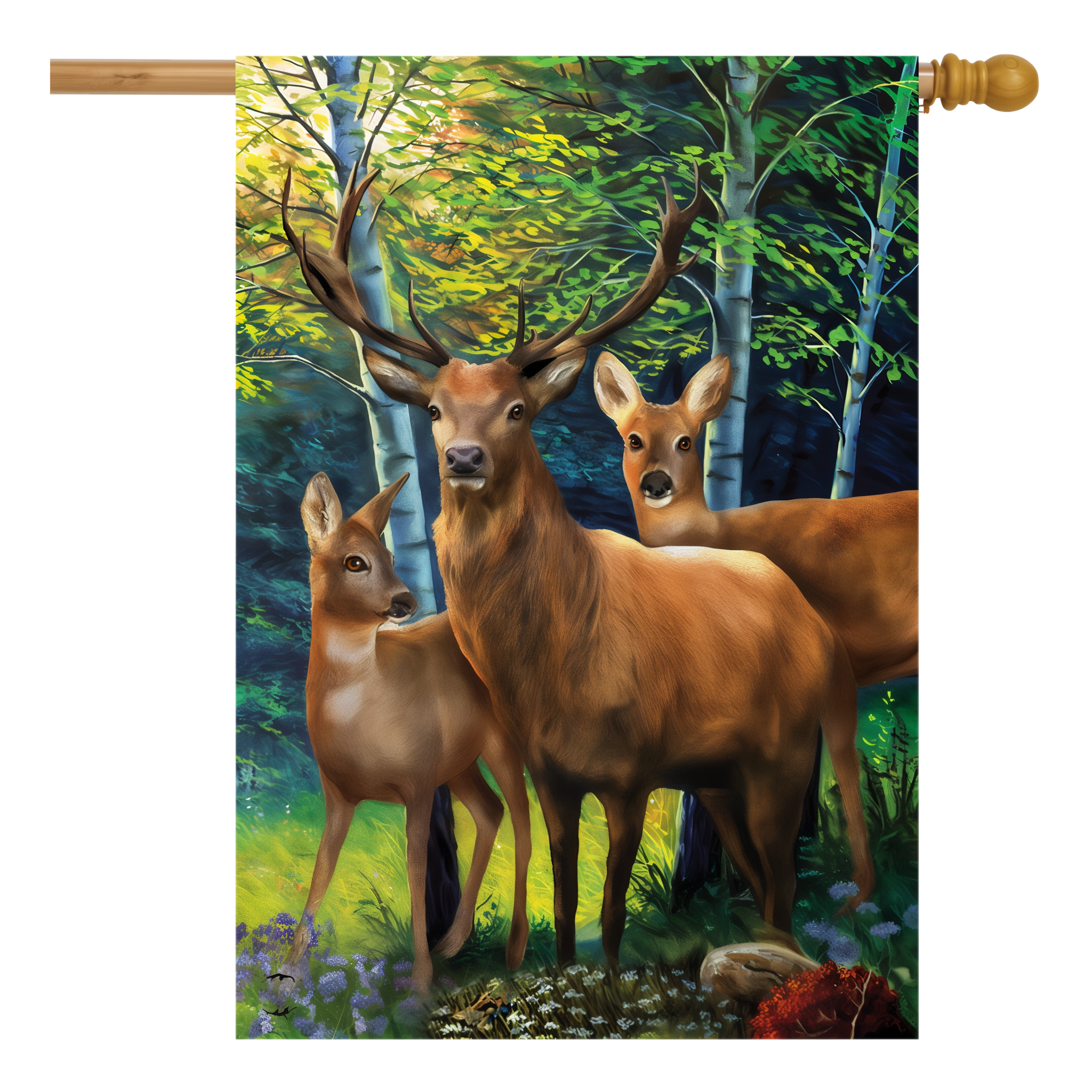 Briarwood Lane Deer Family House Flag -- 28" x 40"