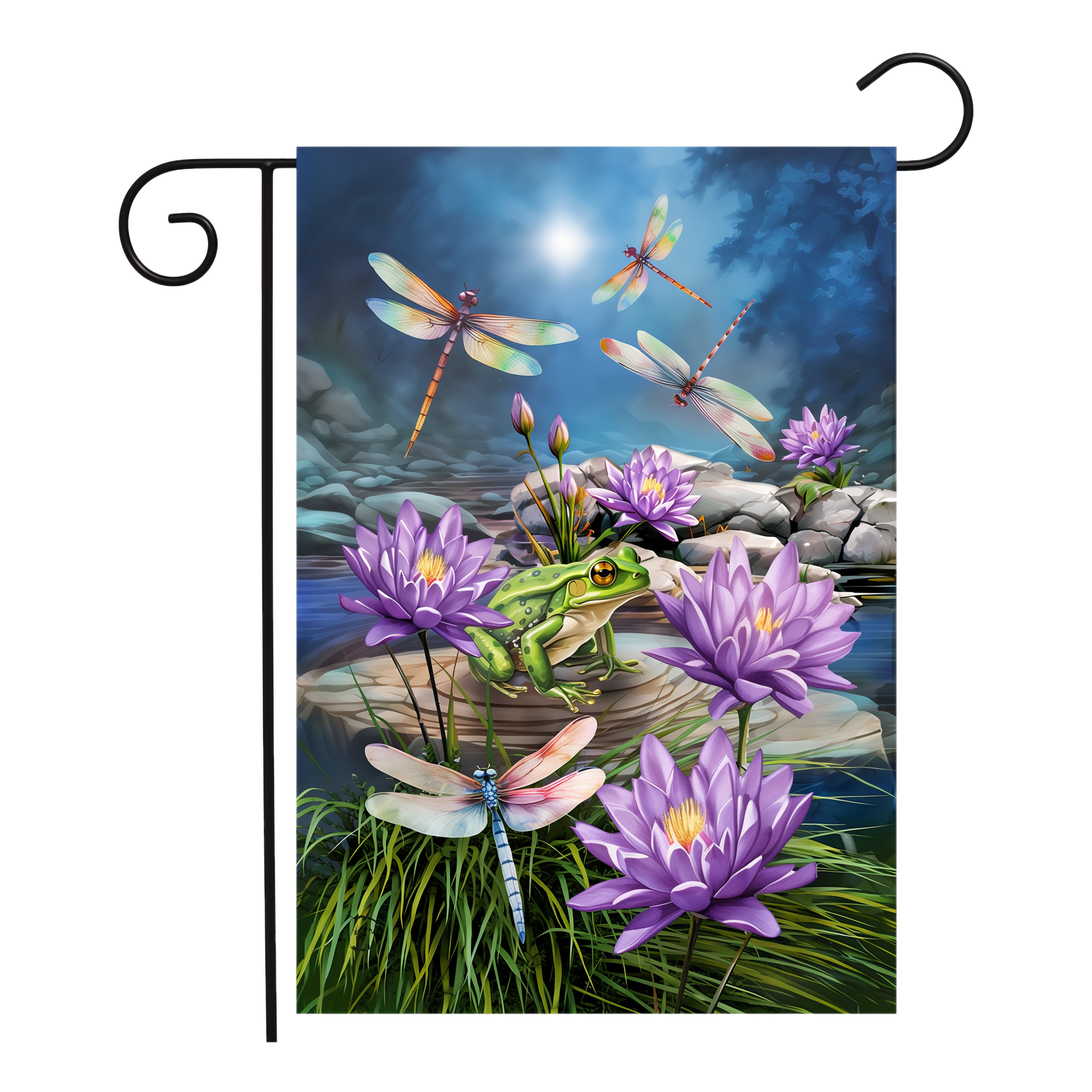 Briarwood Lane Dragonflies and Frog Garden Flag -- 18" x 12