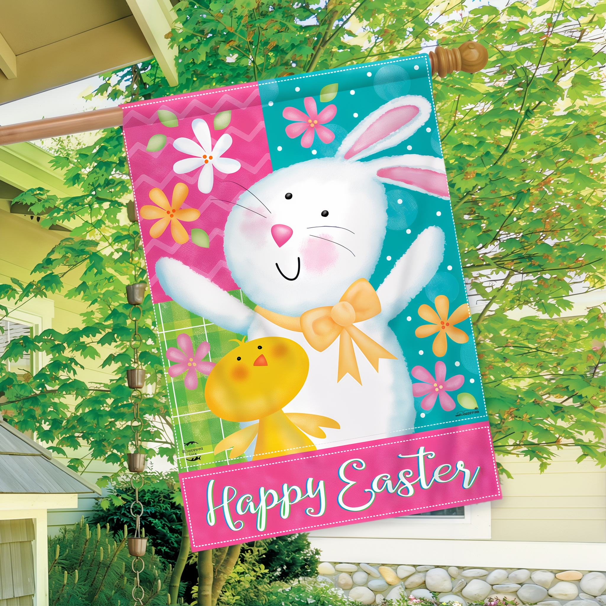 Briarwood Lane Easter Celebration House Flag -- detail view