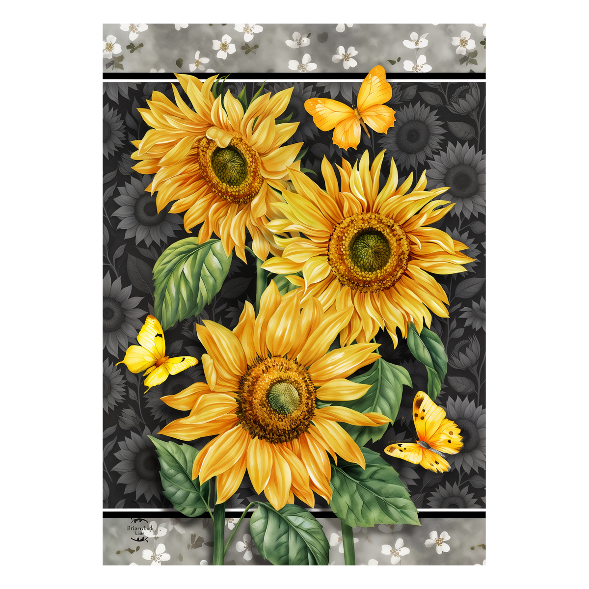 Briarwood Lane Elegant Sunflowers Garden Flag -- artwork detail view