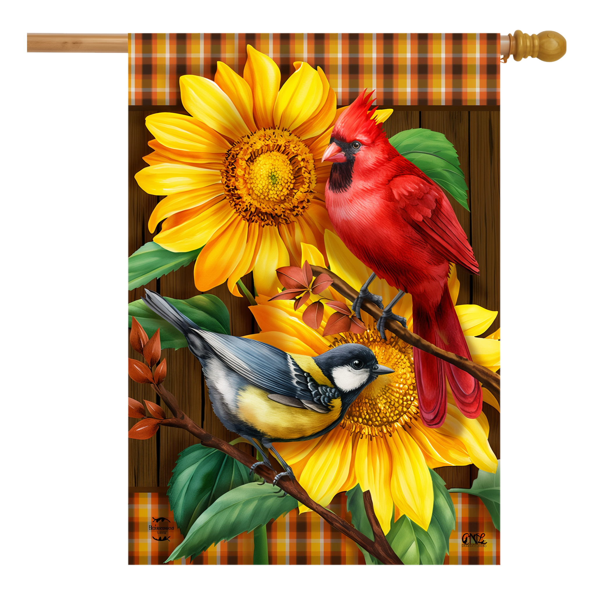 Briarwood Lane Fall Birds And Sunflowers House Flag -- 40" x 28"