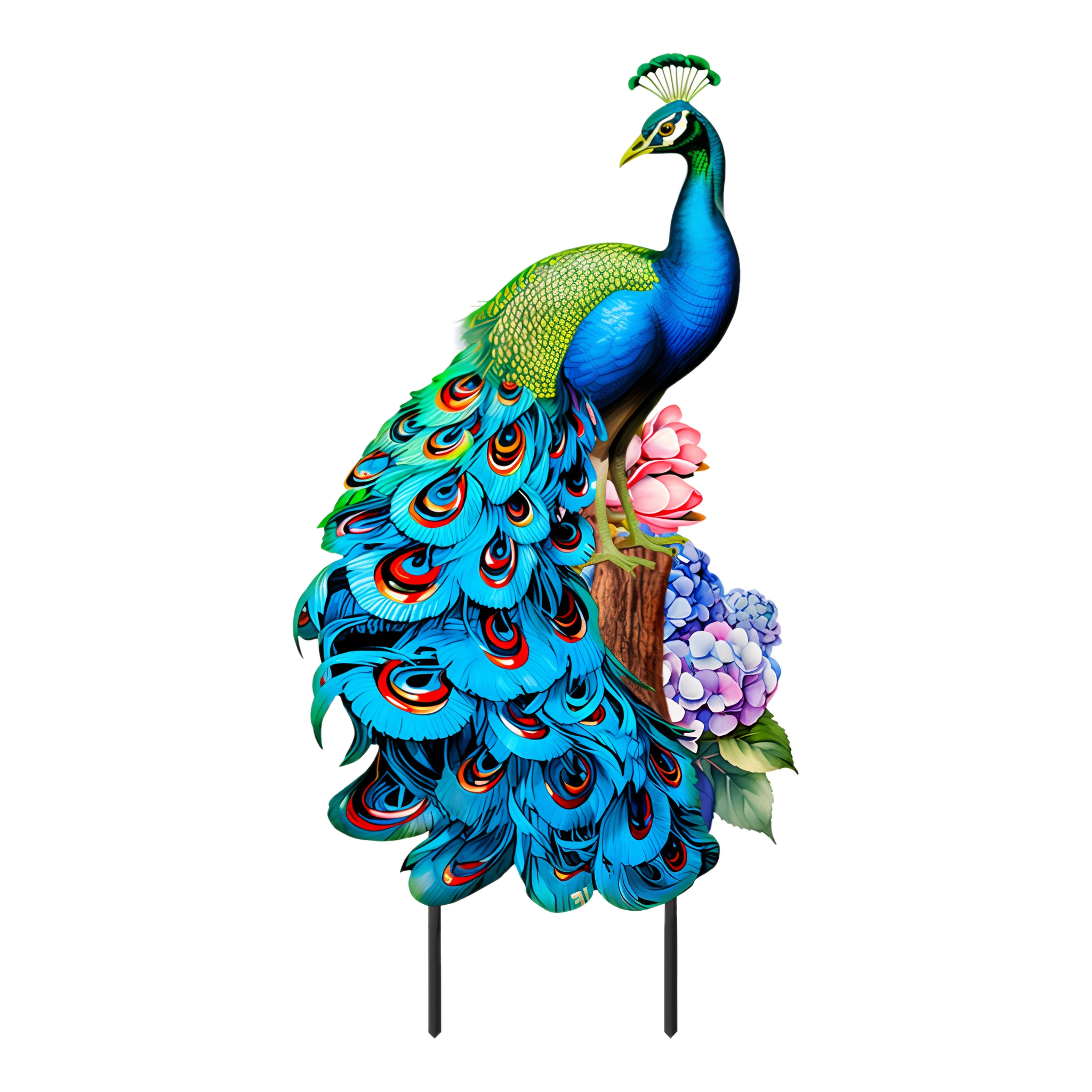 Briarwood Lane Fancy Peacock Metal Art -- 30" (including 8" stakes) x 13"