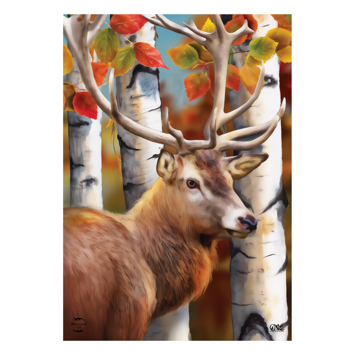 Briarwood Lane Forest Deer Fall Garden Flag -- artwork detail view