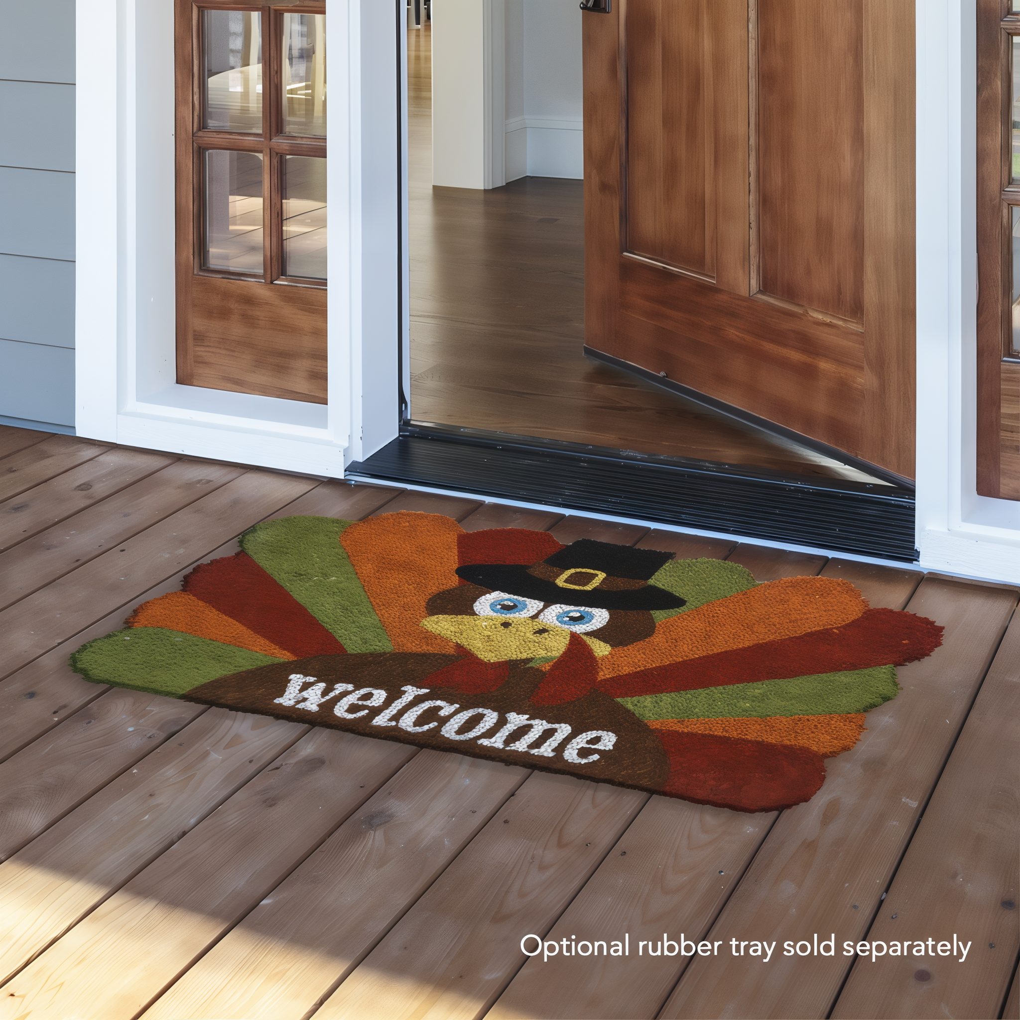 Briarwood Lane Give Thanks Turkey Holiday Natural Fiber Coir Doormat -- detail view