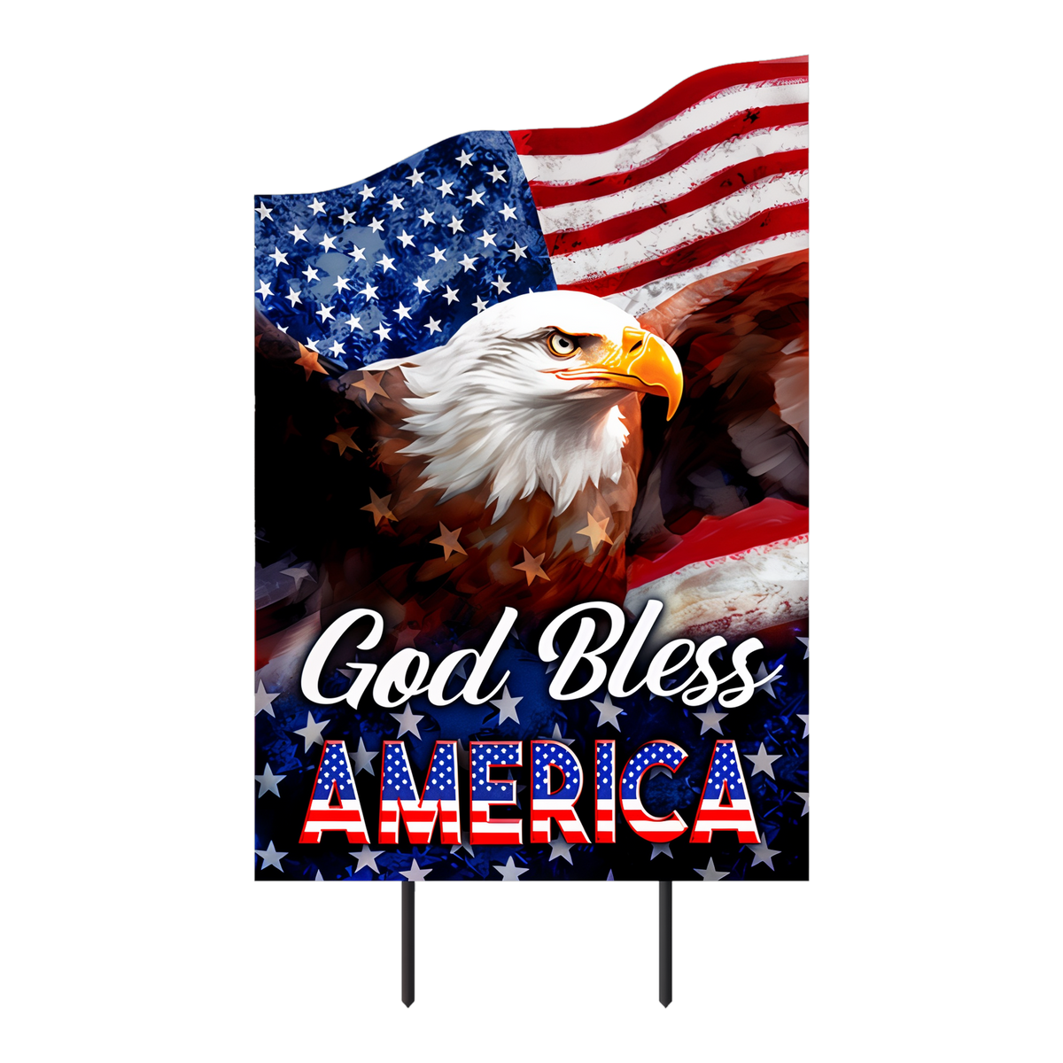 Briarwood Lane God Bless American Eagle Metal Art -- 29" (including 8" stakes) x 15"
