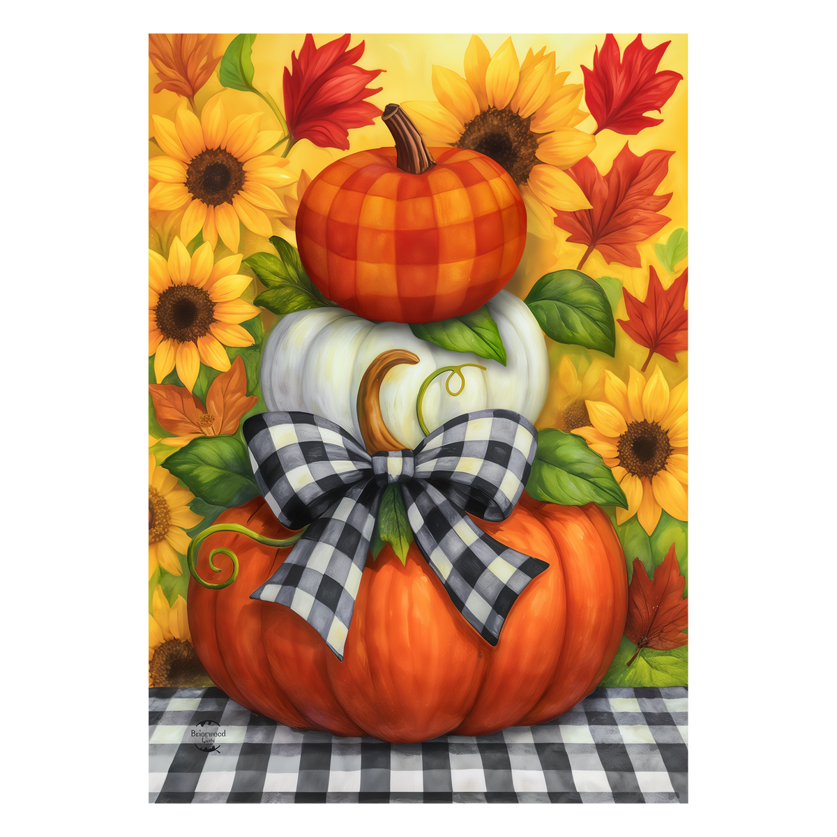 Briarwood Lane Harvest Pumpkin Stack Flag Garden Flag -- artwork detail view