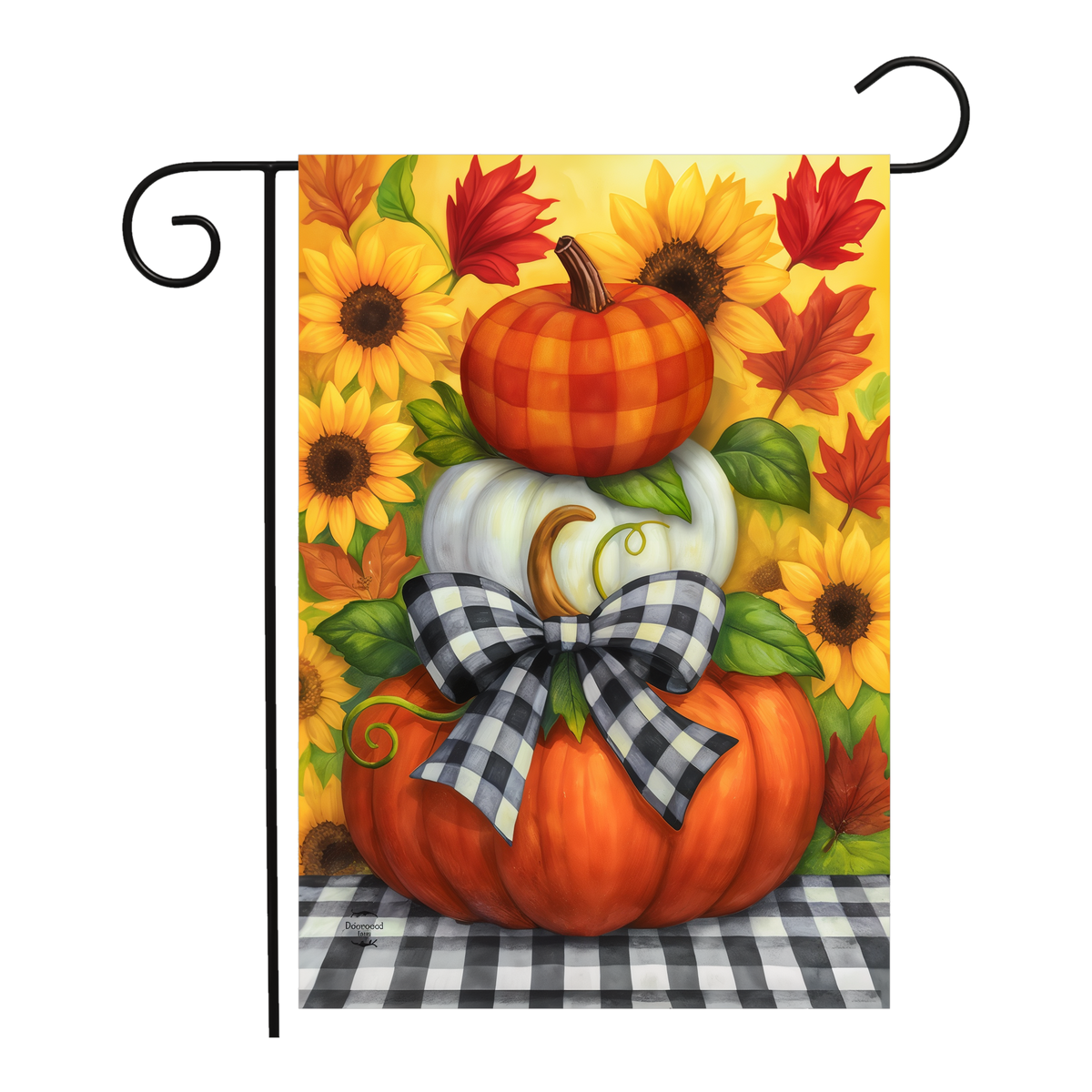 Briarwood Lane Harvest Pumpkin Stack Flag Garden Flag -- garden flag shown on a garden flag stand