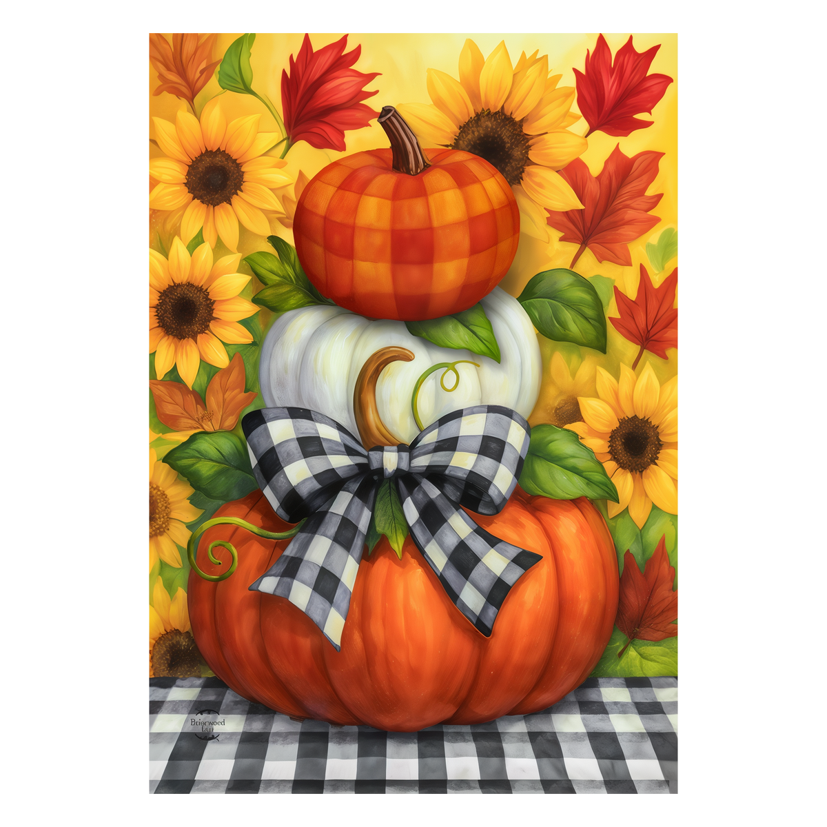 Briarwood Lane Harvest Pumpkin Stack Flag House Flag -- artwork detail view