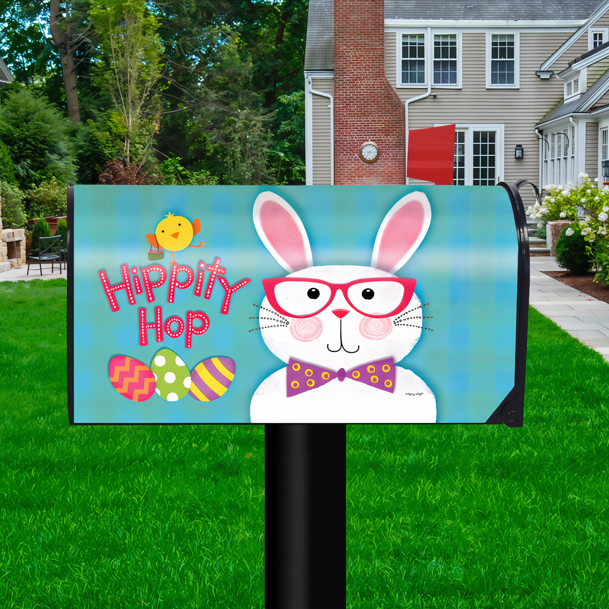Briarwood Lane Hippity Hop Bunny Easter Mailbox Cover -- detail view