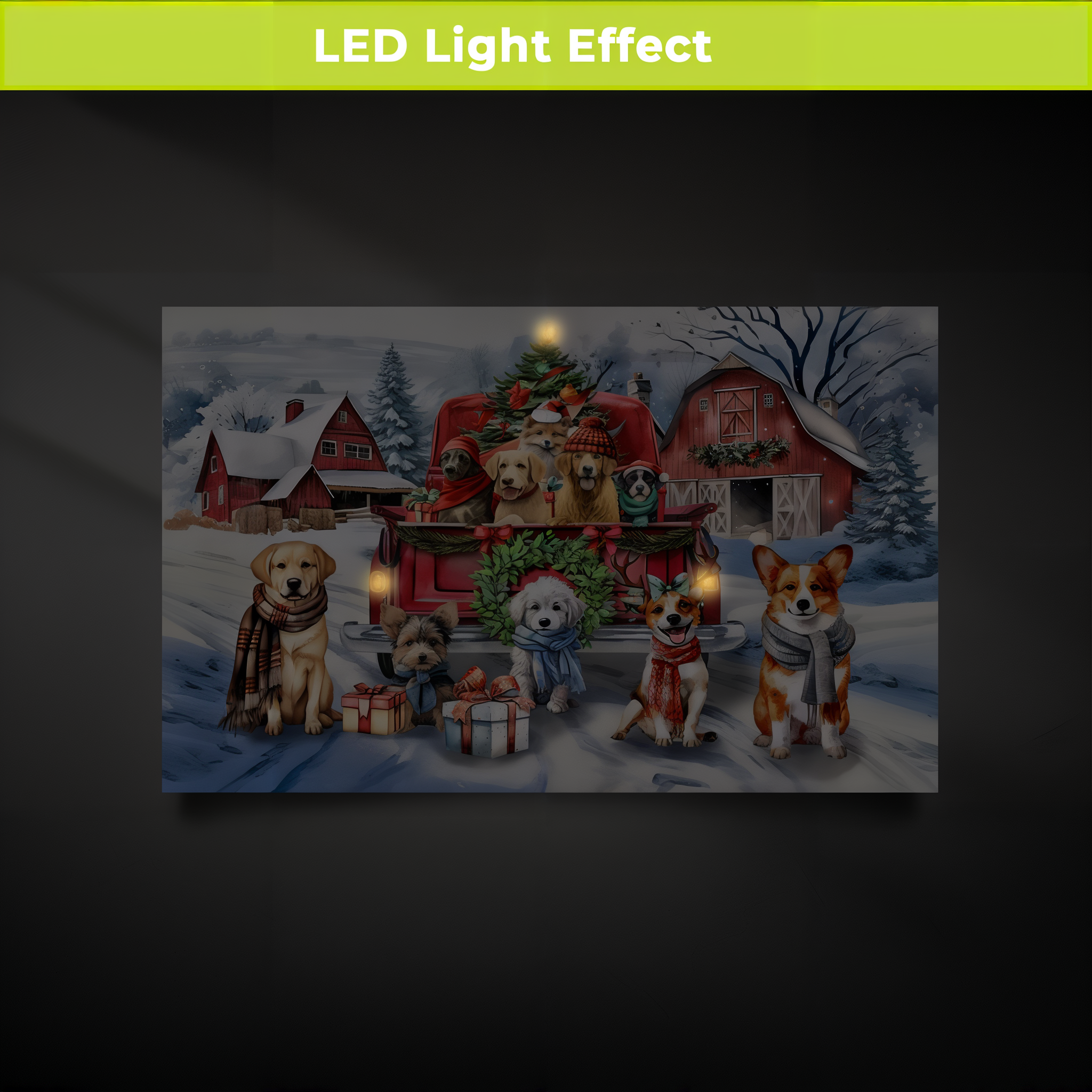 Briarwood Lane Holiday Cheer Dogs Large LED Canvas Art -- detail view