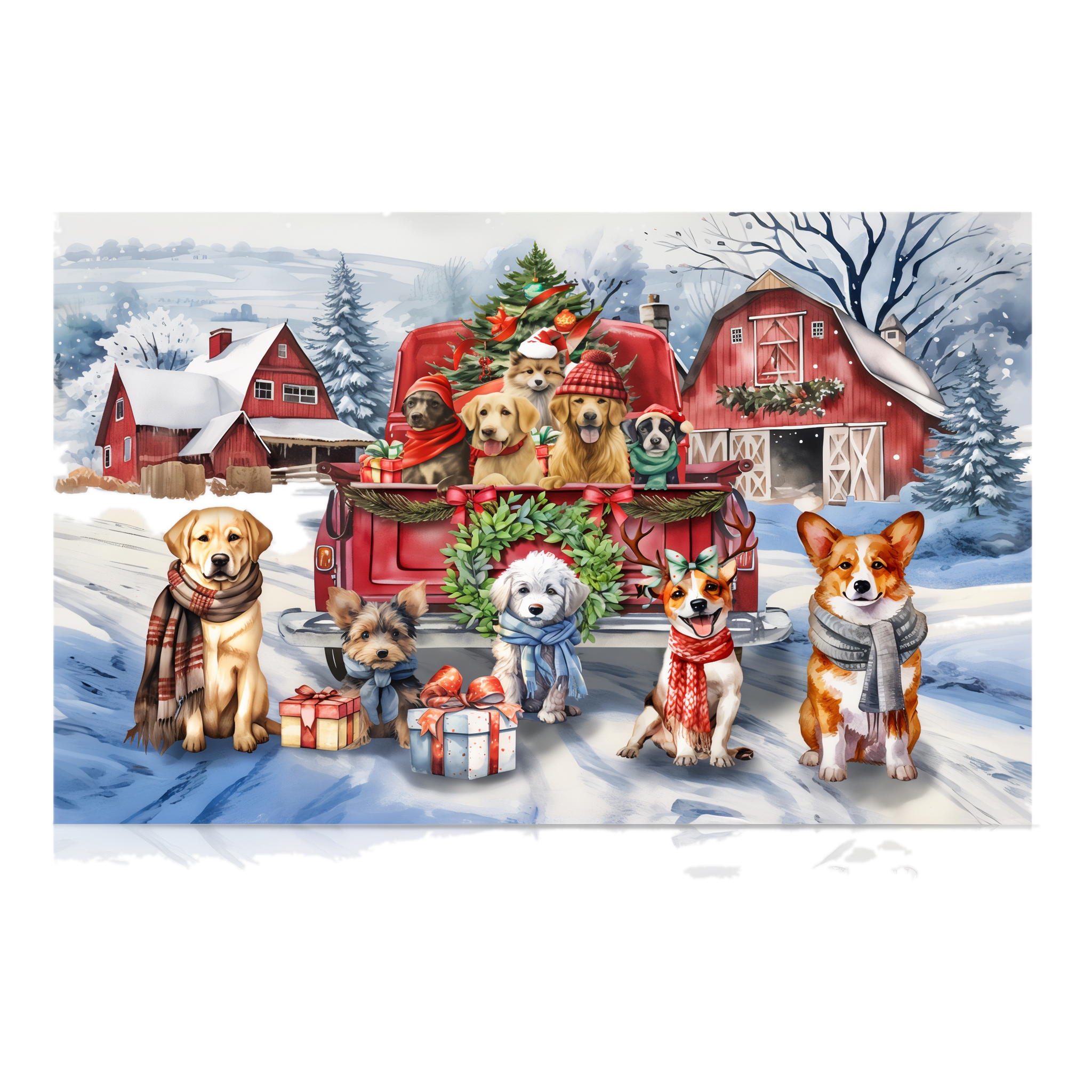 Briarwood Lane Holiday Cheer Dogs Large LED Canvas Art -- 24" x 16"
