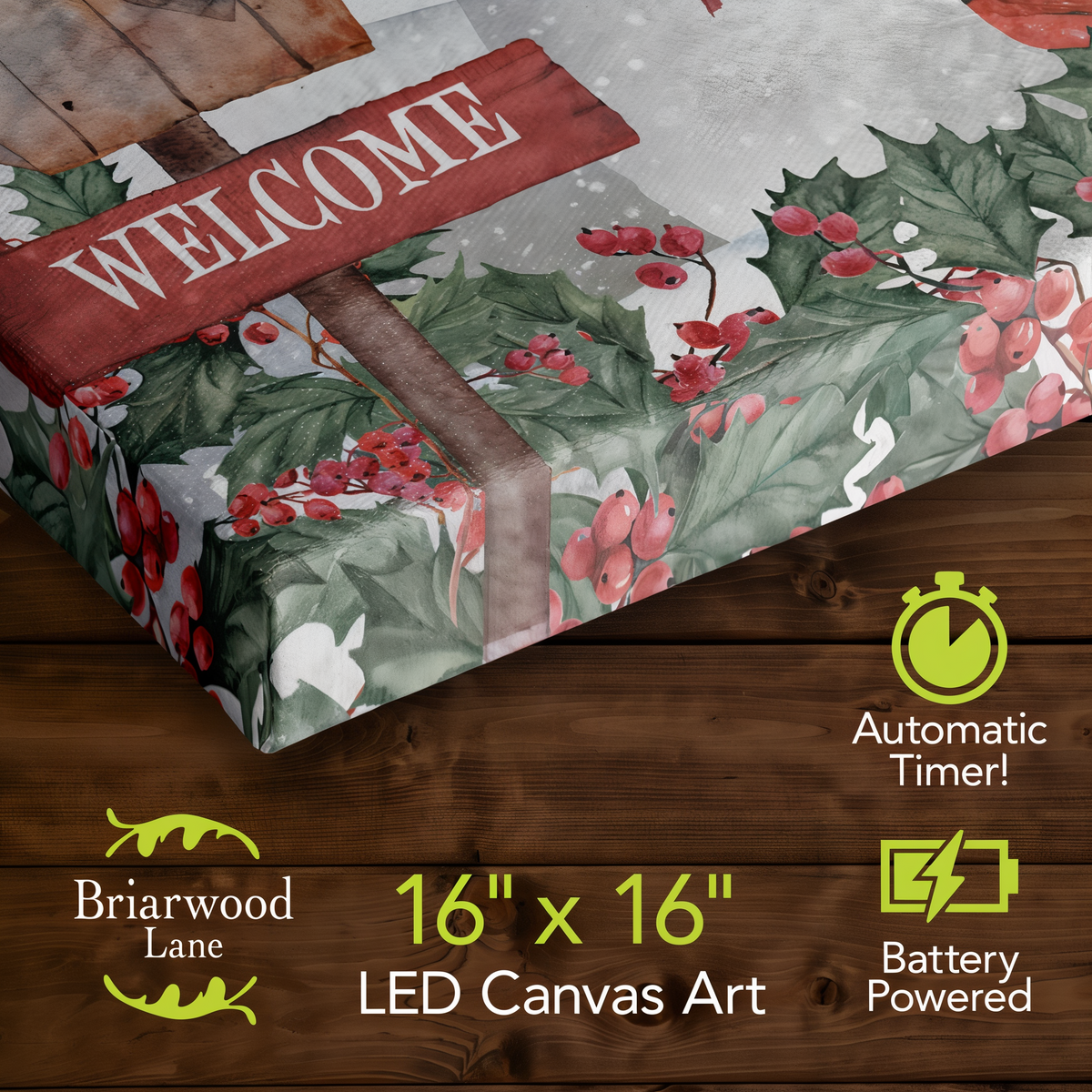 Briarwood Lane Jolly Snowman Welcome Medium LED Canvas Art -- detail view