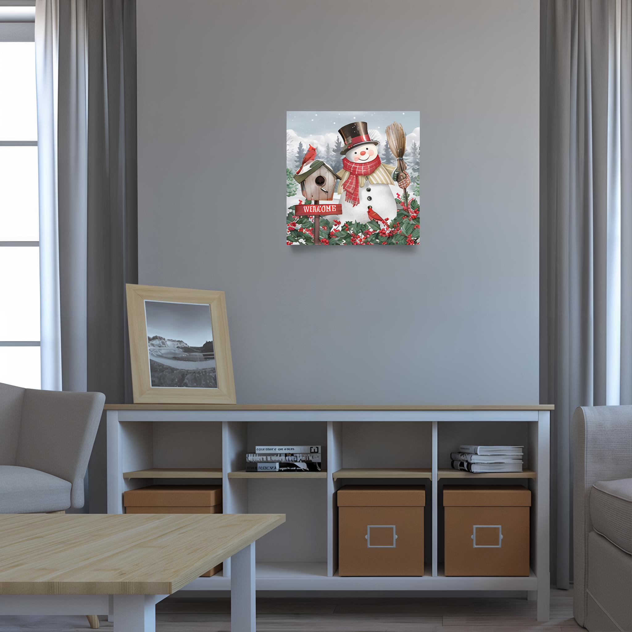 Briarwood Lane Jolly Snowman Welcome Medium LED Canvas Art -- detail view