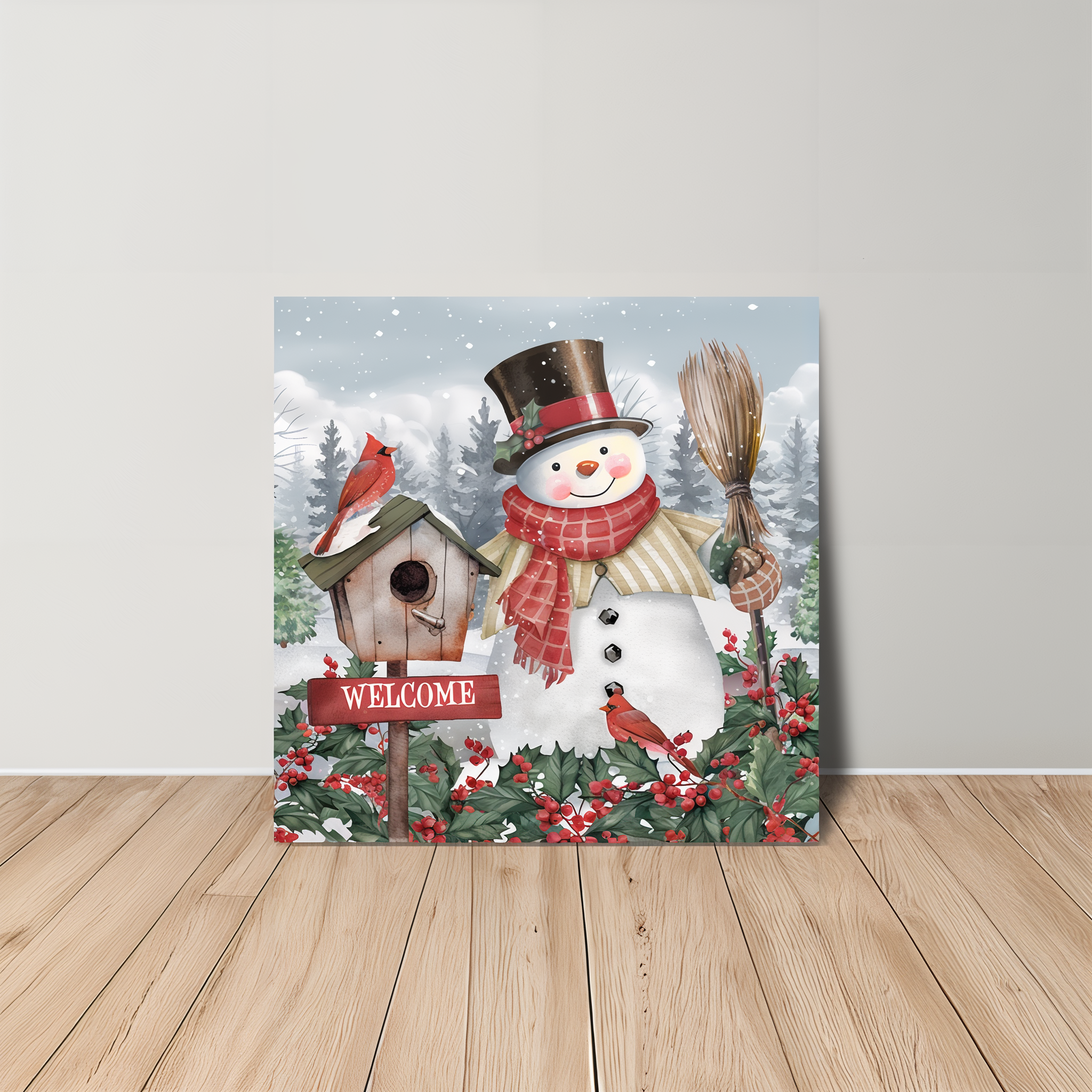 Briarwood Lane Jolly Snowman Welcome Medium LED Canvas Art -- detail view