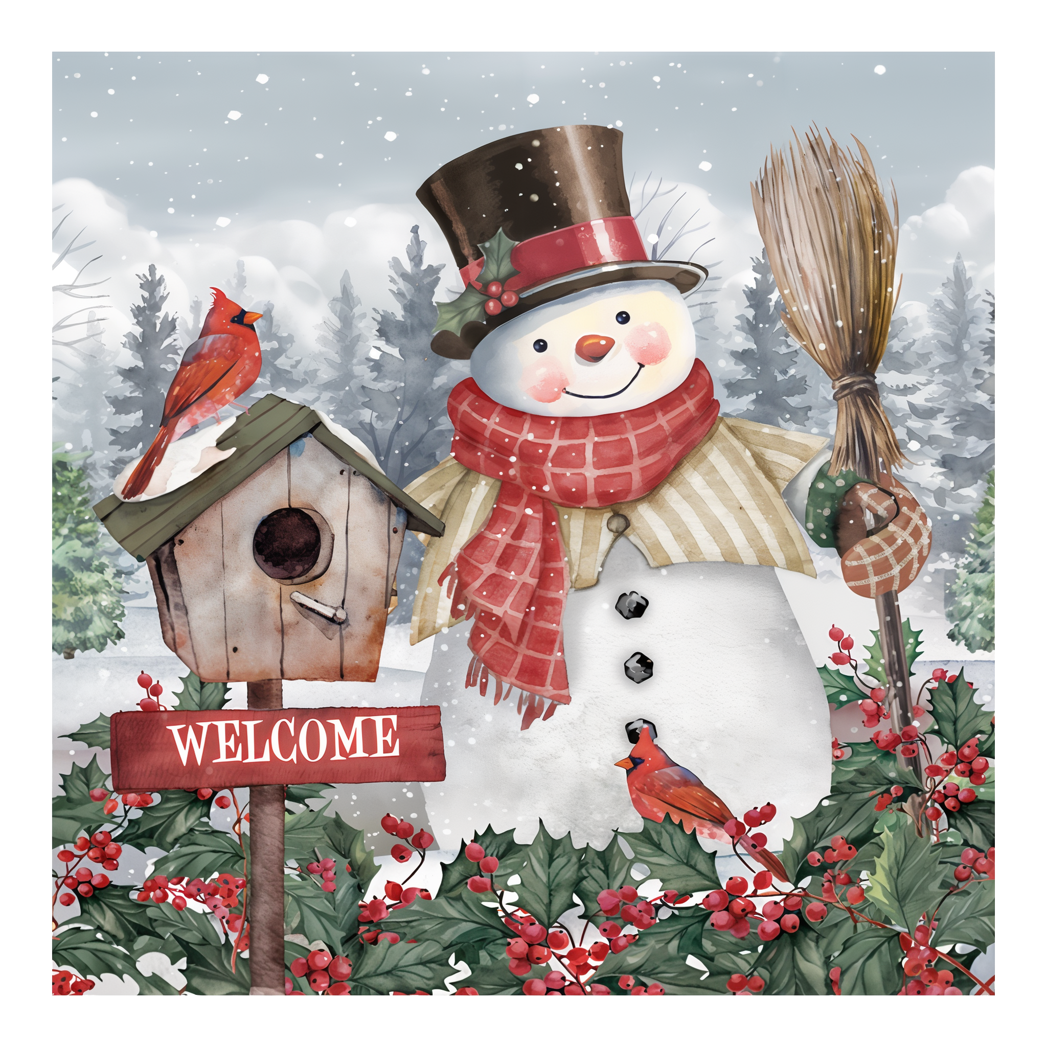 Briarwood Lane Jolly Snowman Welcome Medium LED Canvas Art -- 16" x 16"