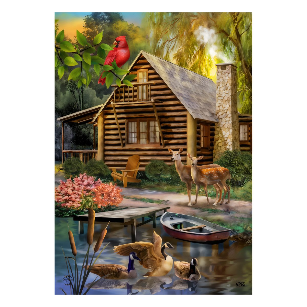 Briarwood Lane Lakeside Cabin Garden Flag -- artwork detail view