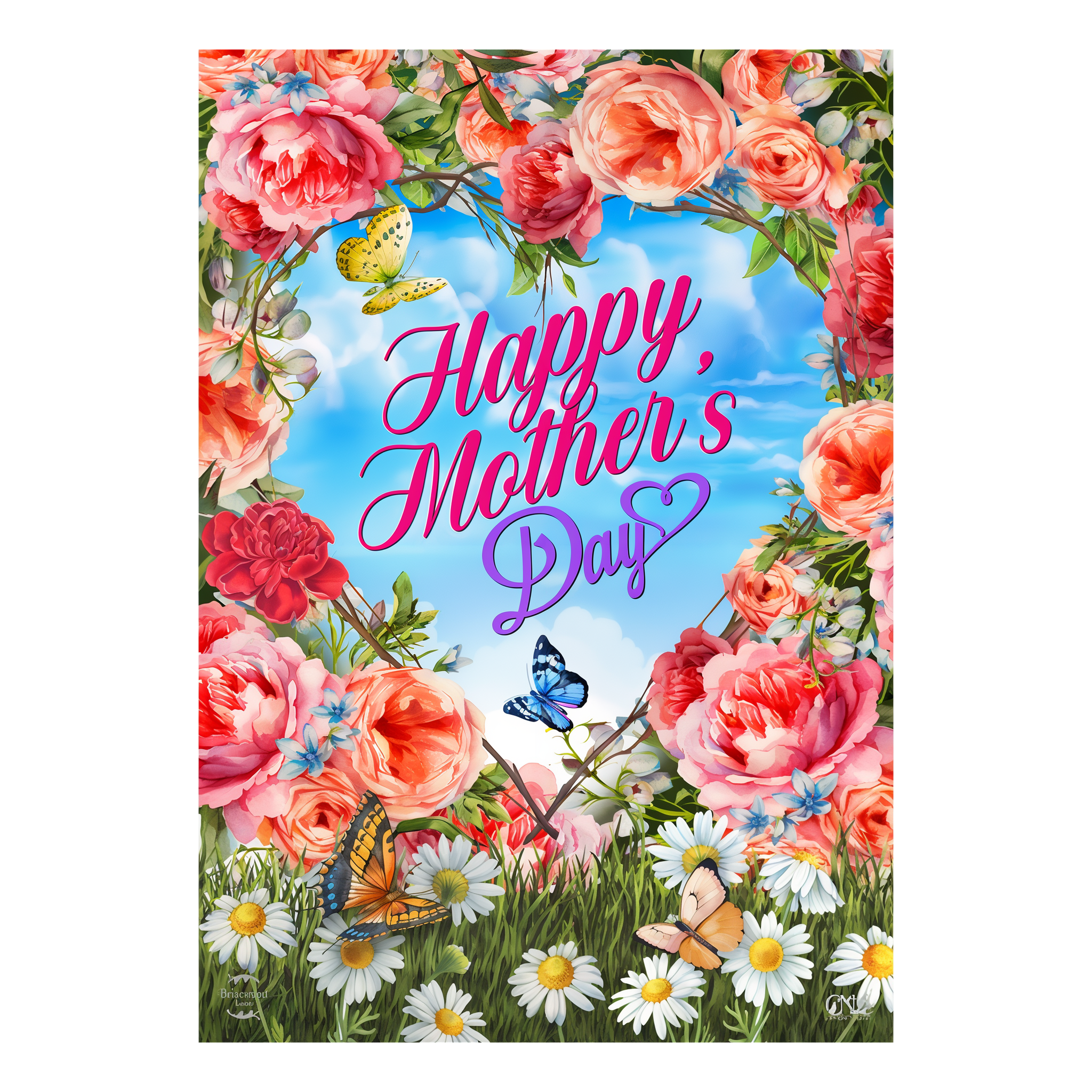 Briarwood Lane Mother's Day Floral Heart Garden Flag -- detail view