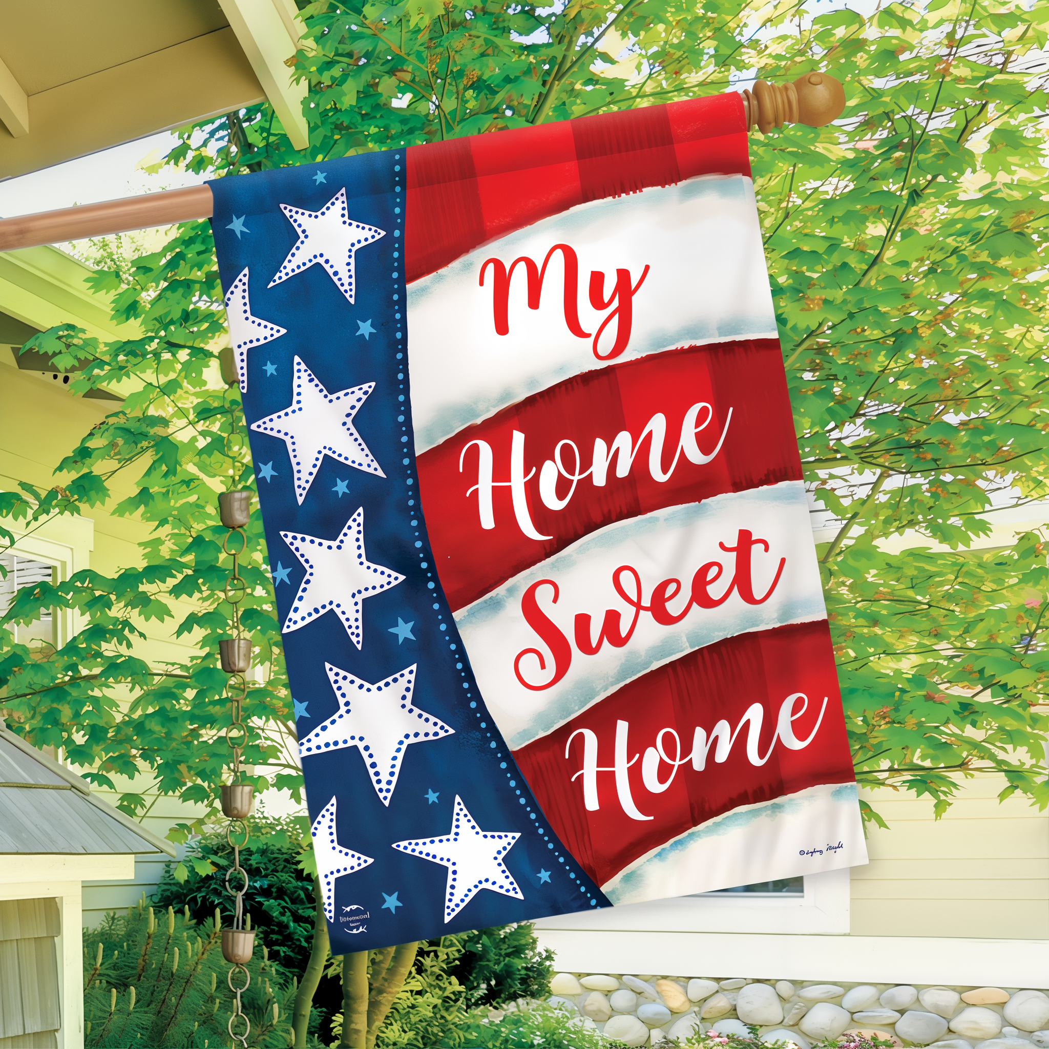 Briarwood Lane My Home Sweet Home Double-Sided House Flag -- detail view