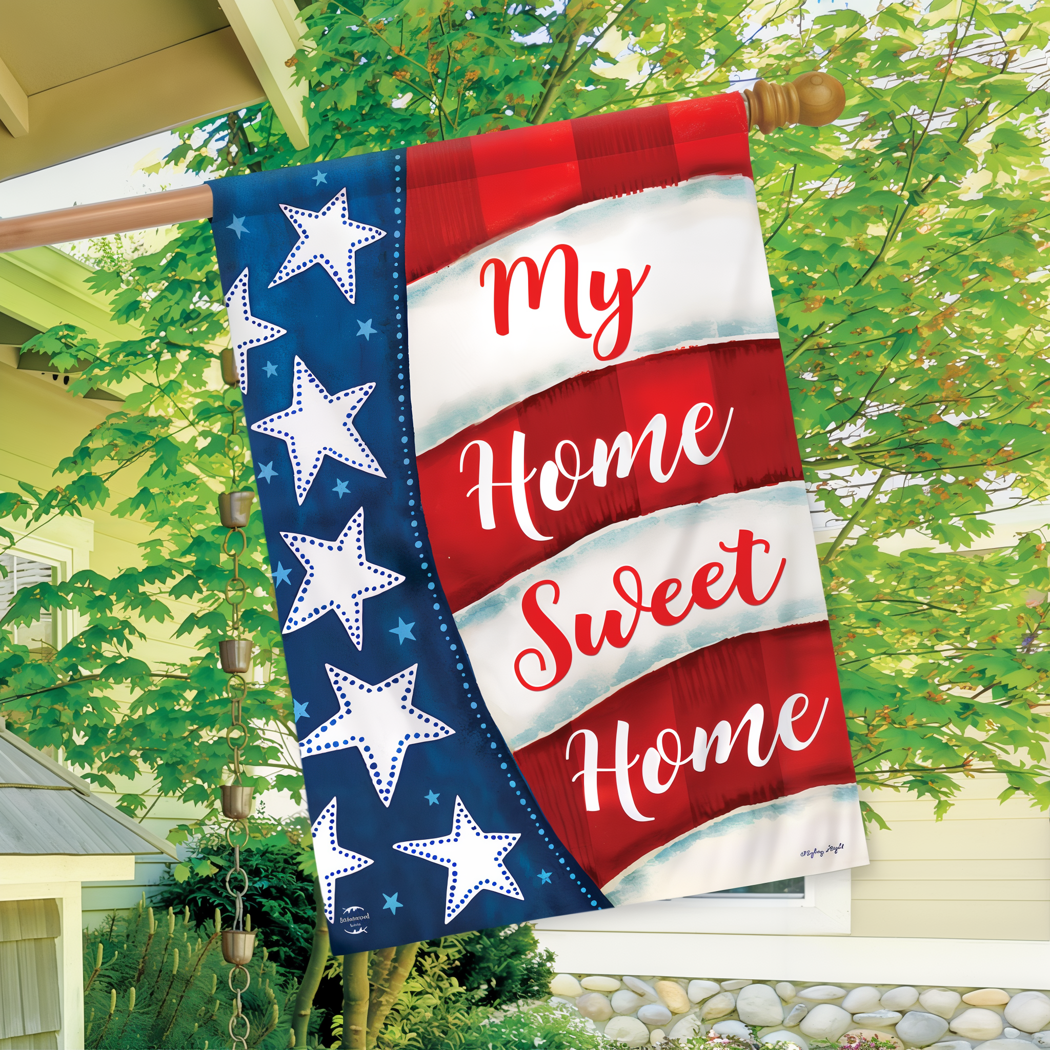 Briarwood Lane My Home Sweet Home Double-Sided House Flag -- detail view