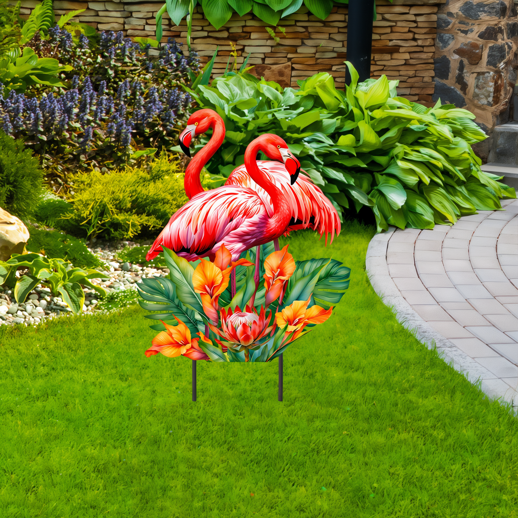 Briarwood Lane Flamingo Pair Metal Art -- detail view