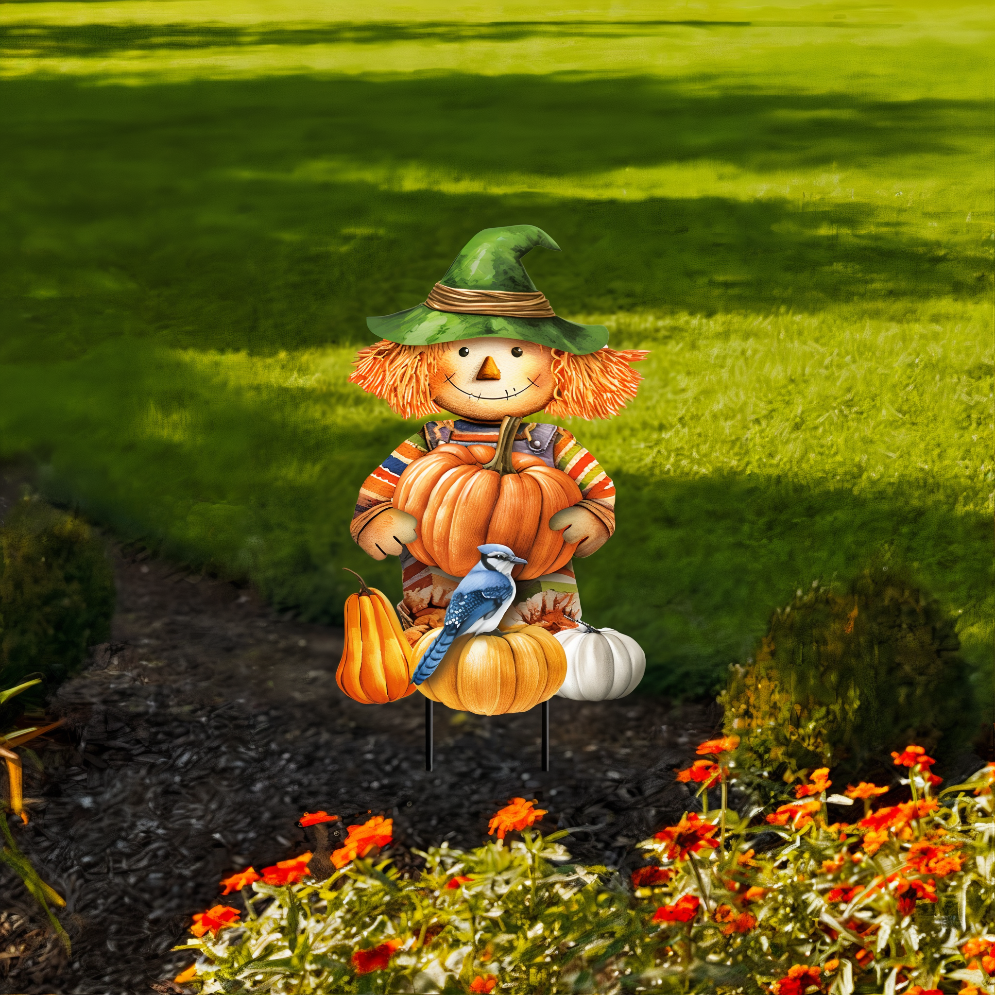 Briarwood Lane Smiling Scarecrow Metal Art -- detail view
