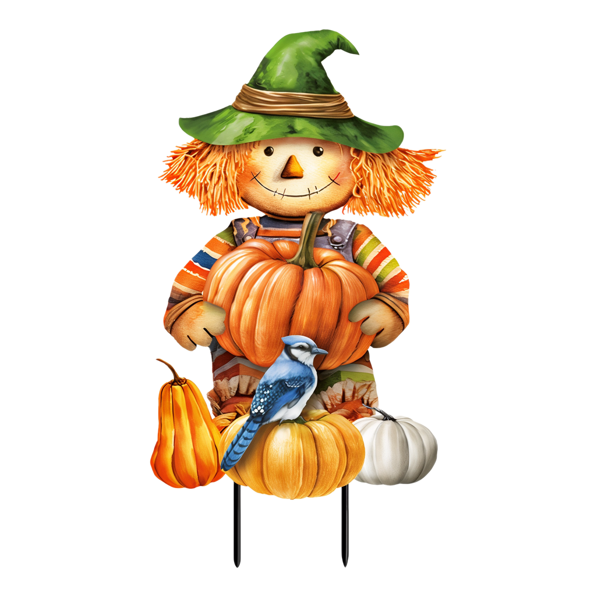 Briarwood Lane Smiling Scarecrow Metal Art -- 30" (including 8" stakes) x 13"