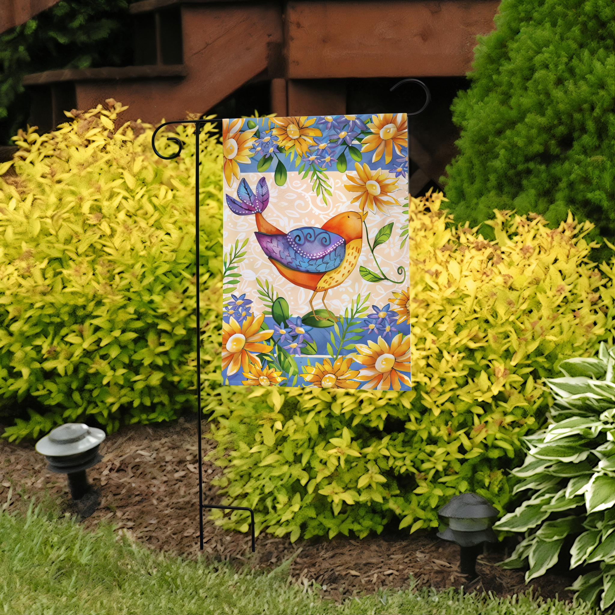 Briarwood Lane Spring Gift Bird Garden Flag -- detail view