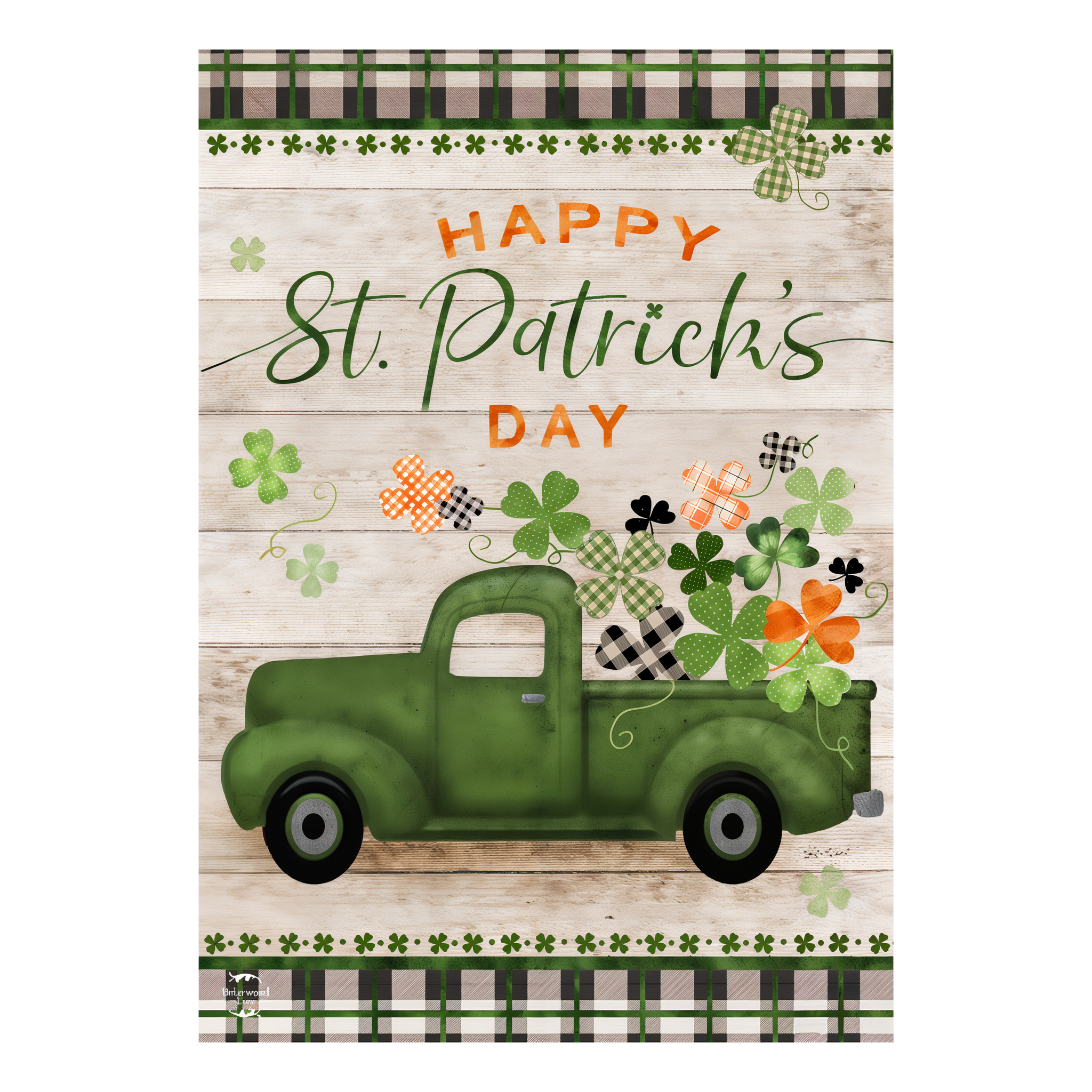 Briarwood Lane St. Pat's Pickup Holiday House Flag -- detail view