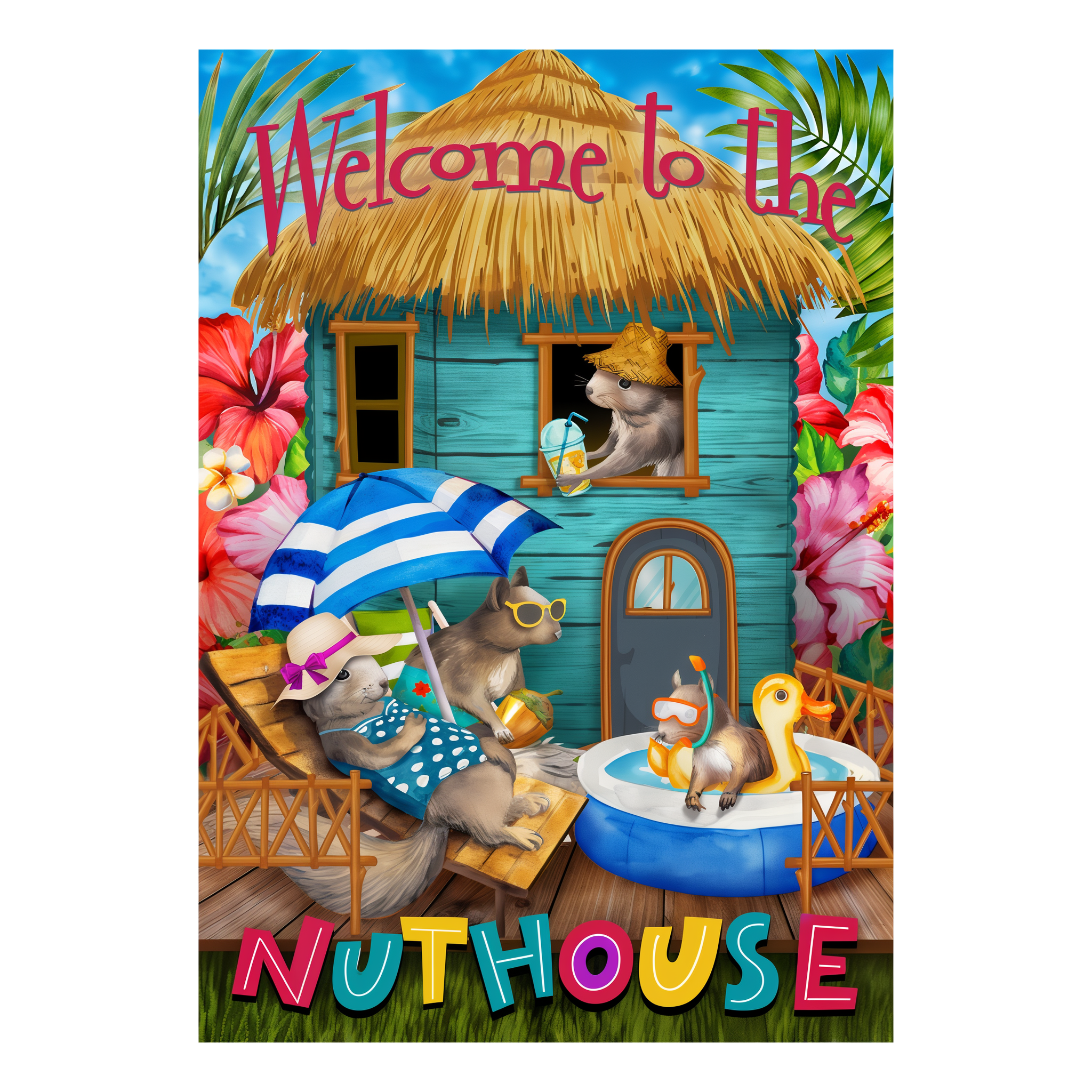 Briarwood Lane Summer Nuthouse Humor Garden Flag -- detail view