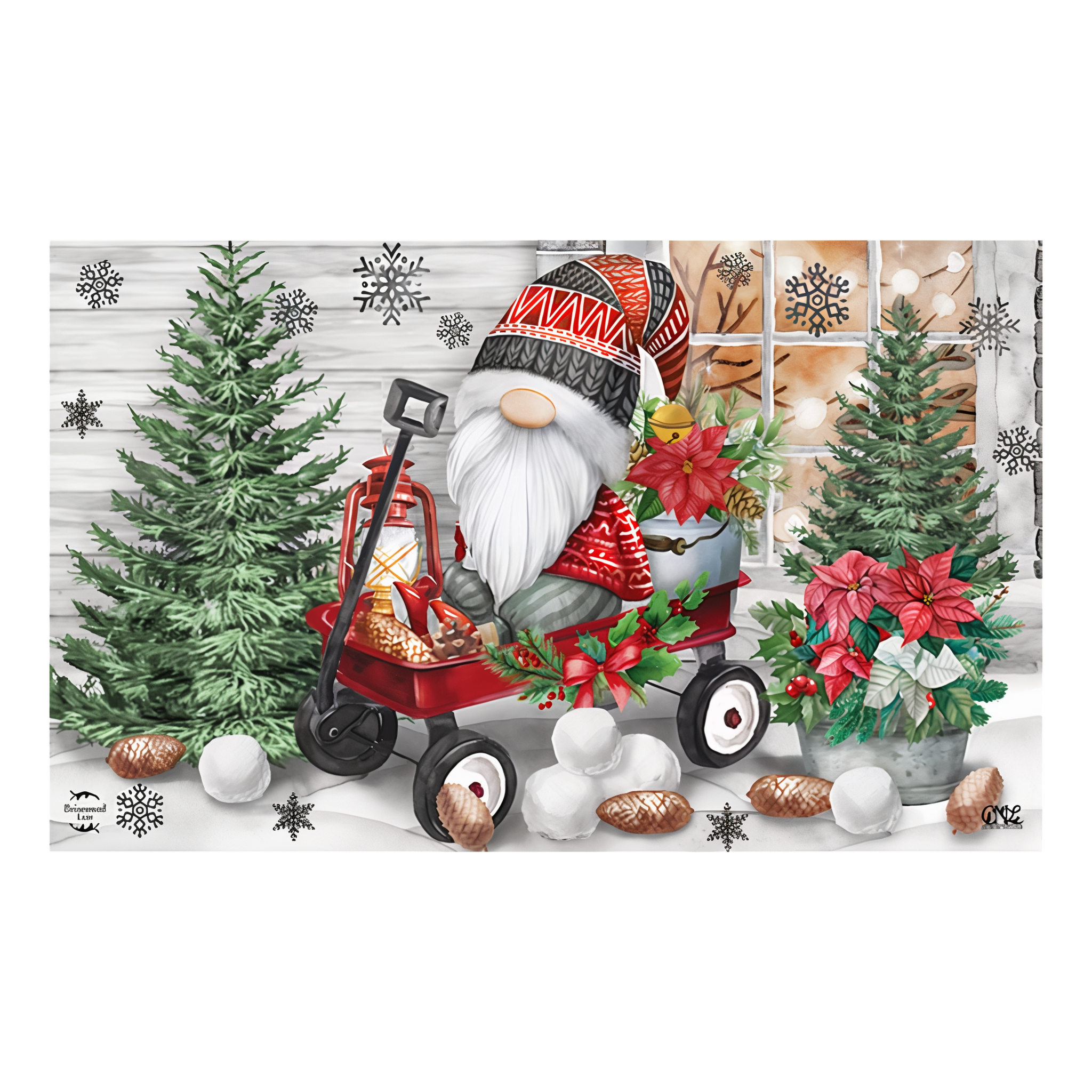 Briarwood Lane Wagon Gnome Doormat -- detail view