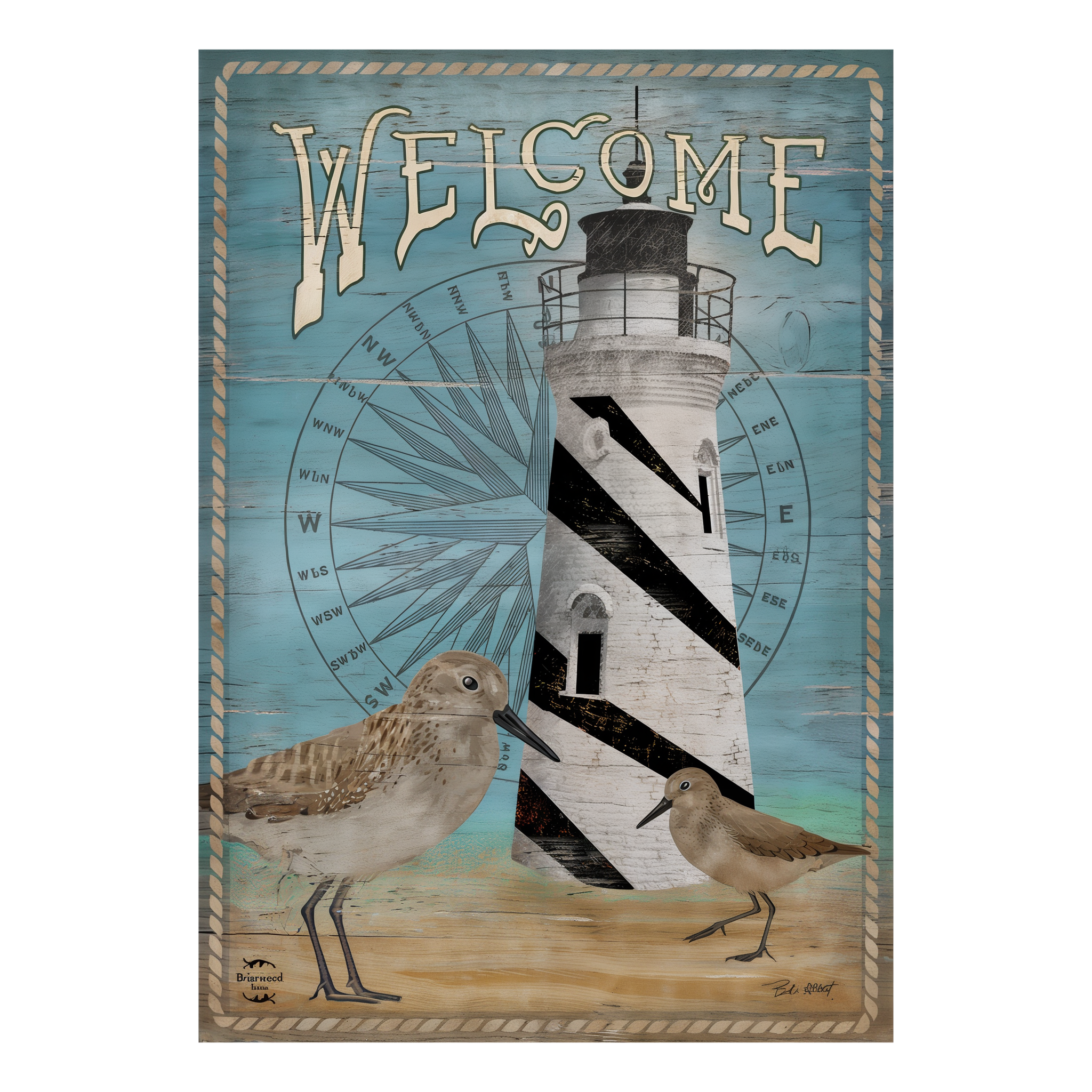 Briarwood Lane Welcome Lighthouse Garden Flag -- detail view