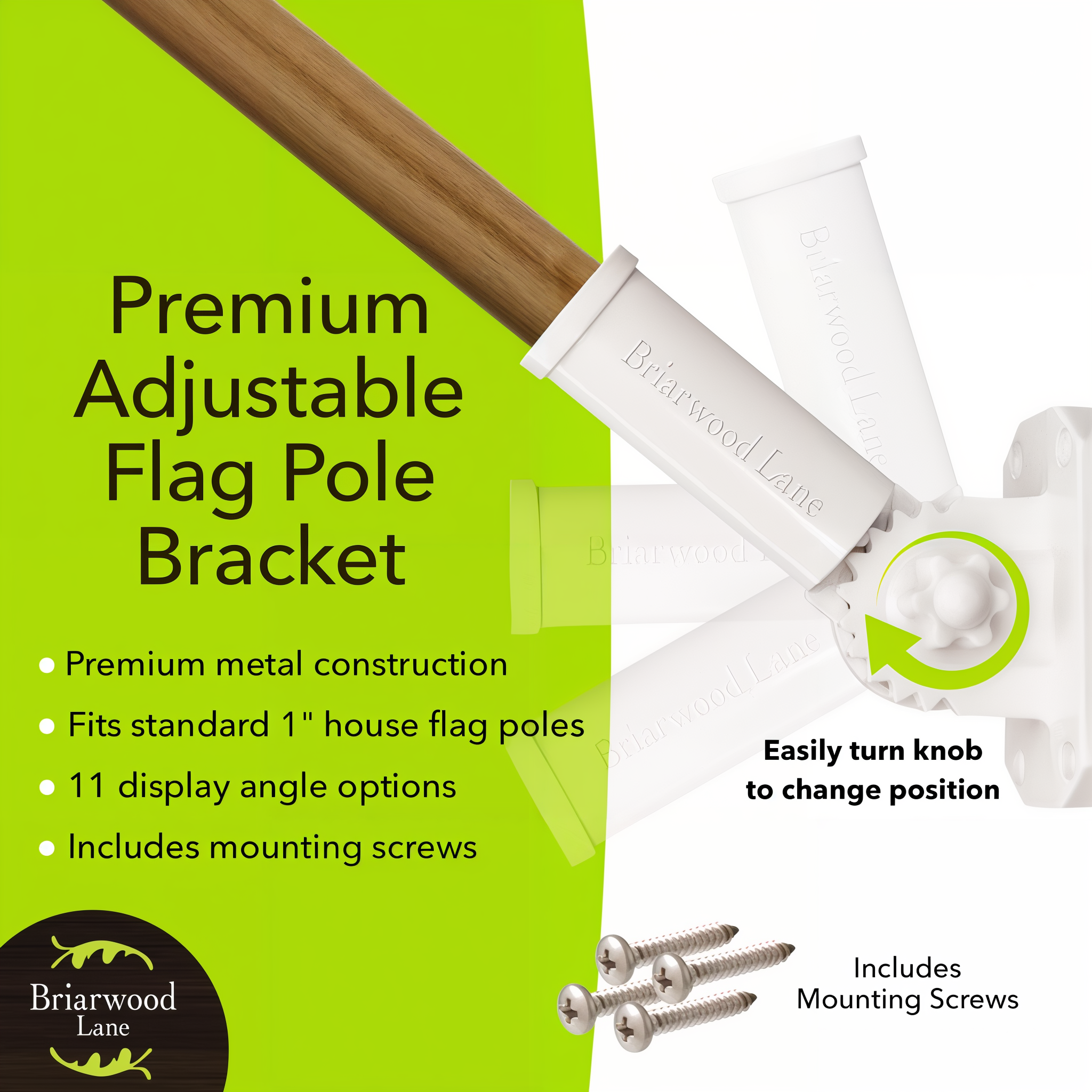 Briarwood Lane White Adjustable Aluminum Flag Pole Bracket -- detail view
