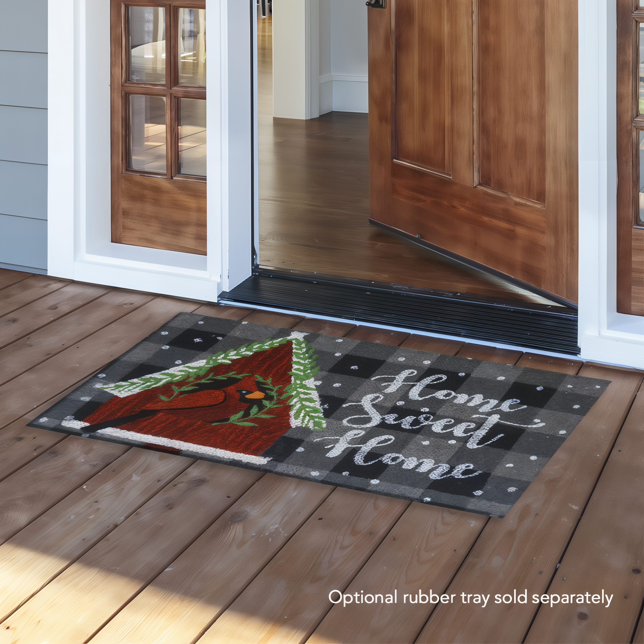 Briarwood Lane Winter Birdhouse Natural Fiber Coir Doormat -- detail view