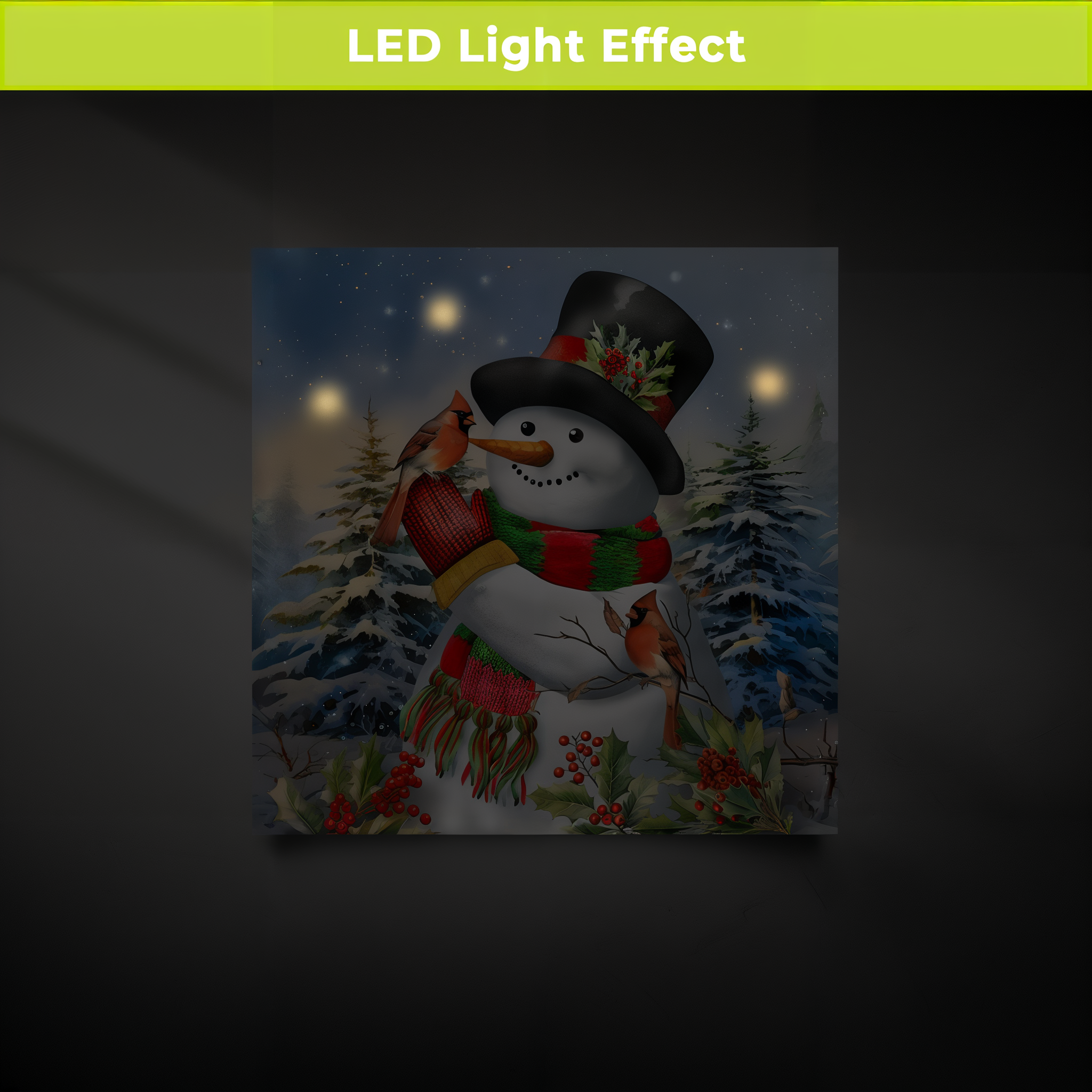 Briarwood Lane Winter Friends Snowman Medium LED Canvas Art -- detail view
