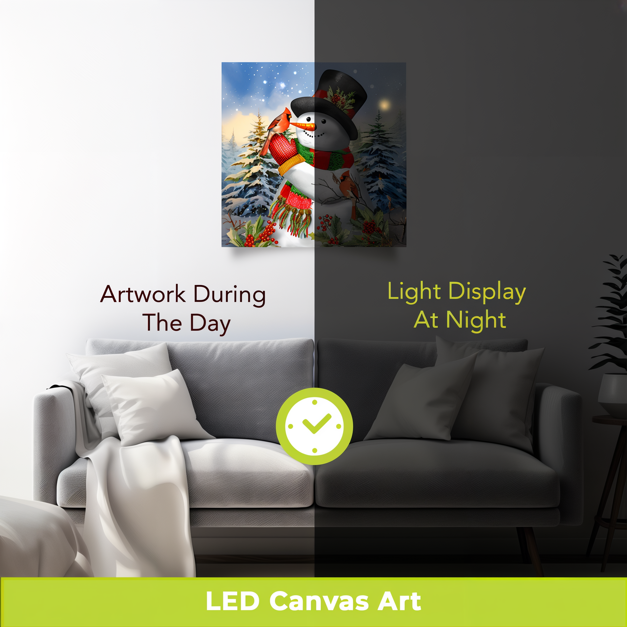 Briarwood Lane Winter Friends Snowman Medium LED Canvas Art -- detail view