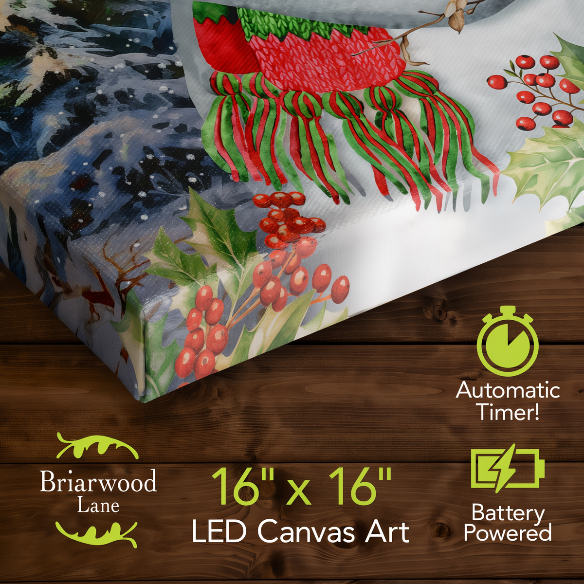 Briarwood Lane Winter Friends Snowman Medium LED Canvas Art -- detail view