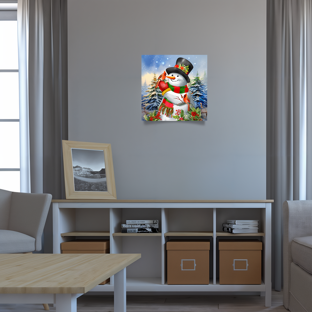 Briarwood Lane Winter Friends Snowman Medium LED Canvas Art -- detail view