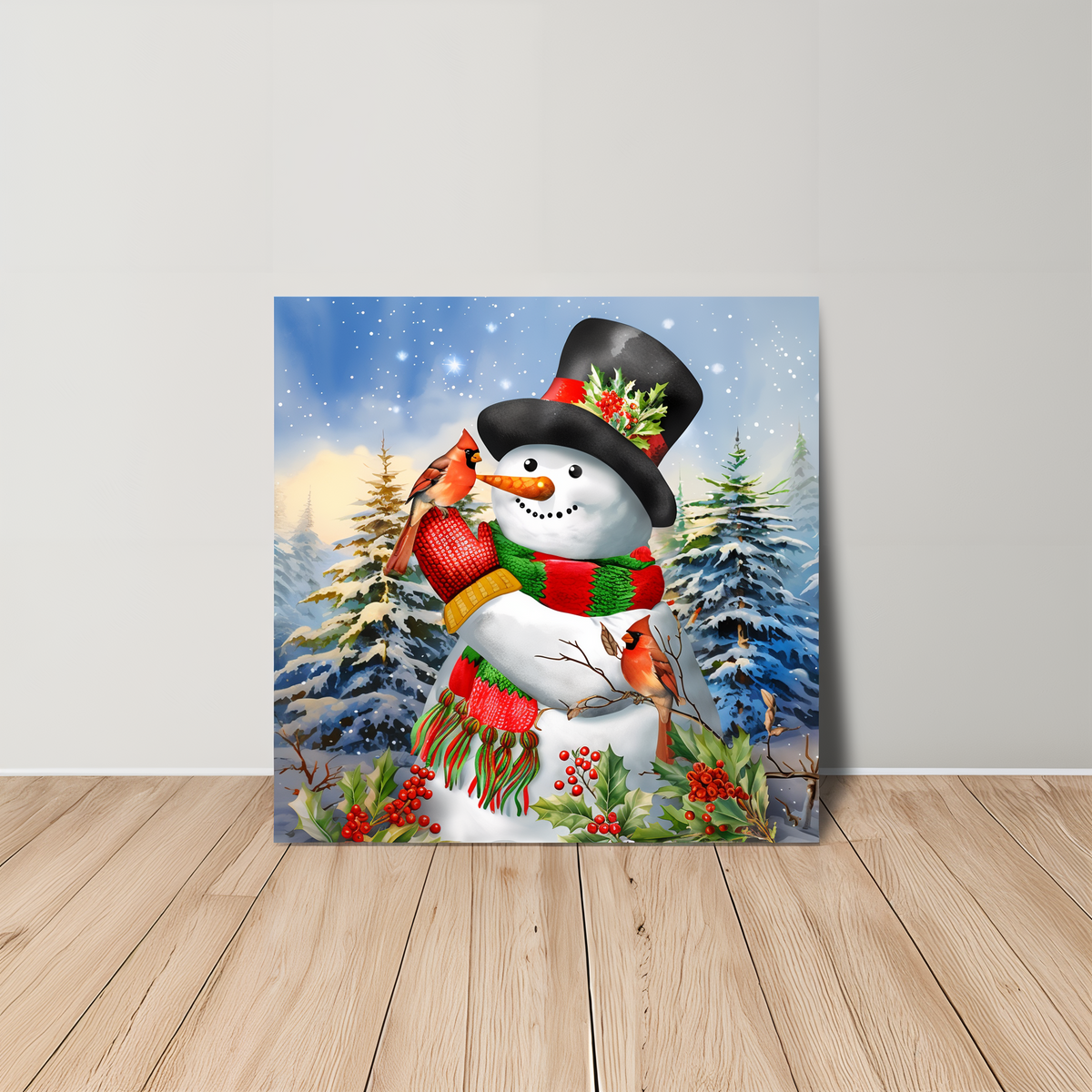 Briarwood Lane Winter Friends Snowman Medium LED Canvas Art -- detail view