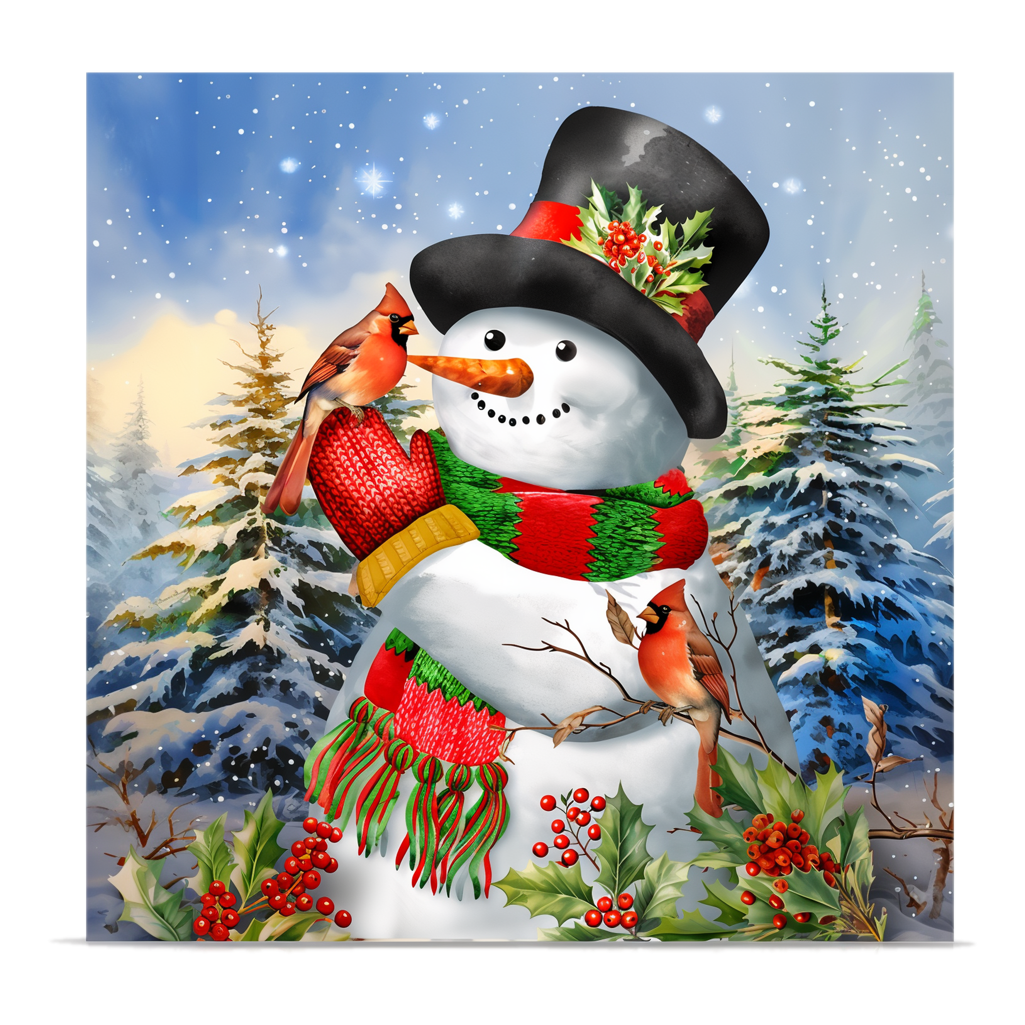 Briarwood Lane Winter Friends Snowman Medium LED Canvas Art -- 16" x 16"