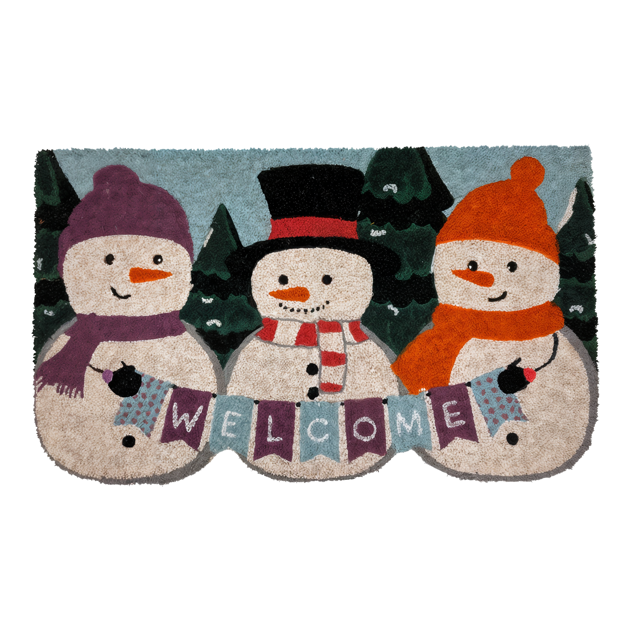 Briarwood Lane Winter Snowmen Welcome Natural Fiber Coir Doormat 18 x 30 -- 30" x 18"