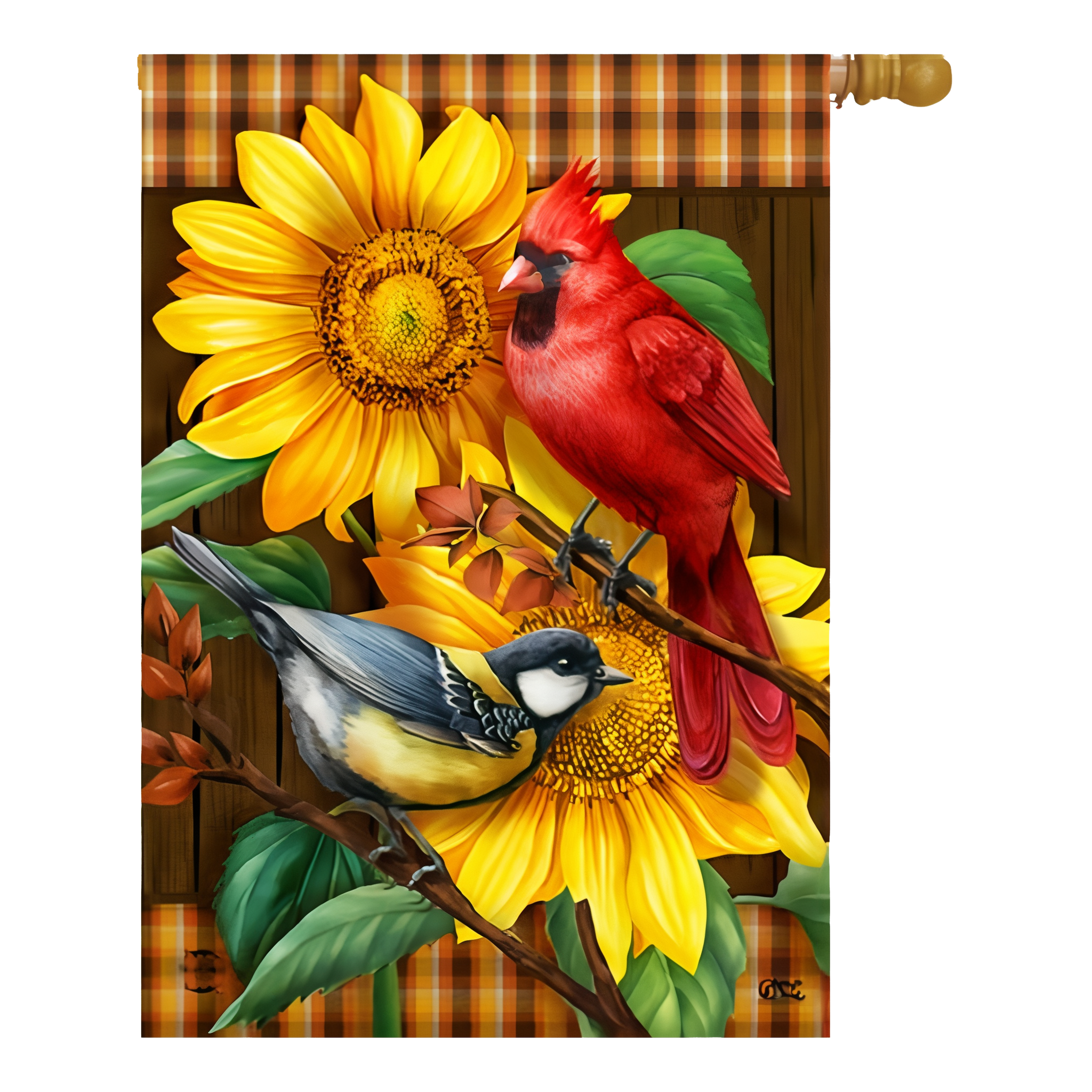 Briarwood Lane Fall Birds and Sunflowers House Flag