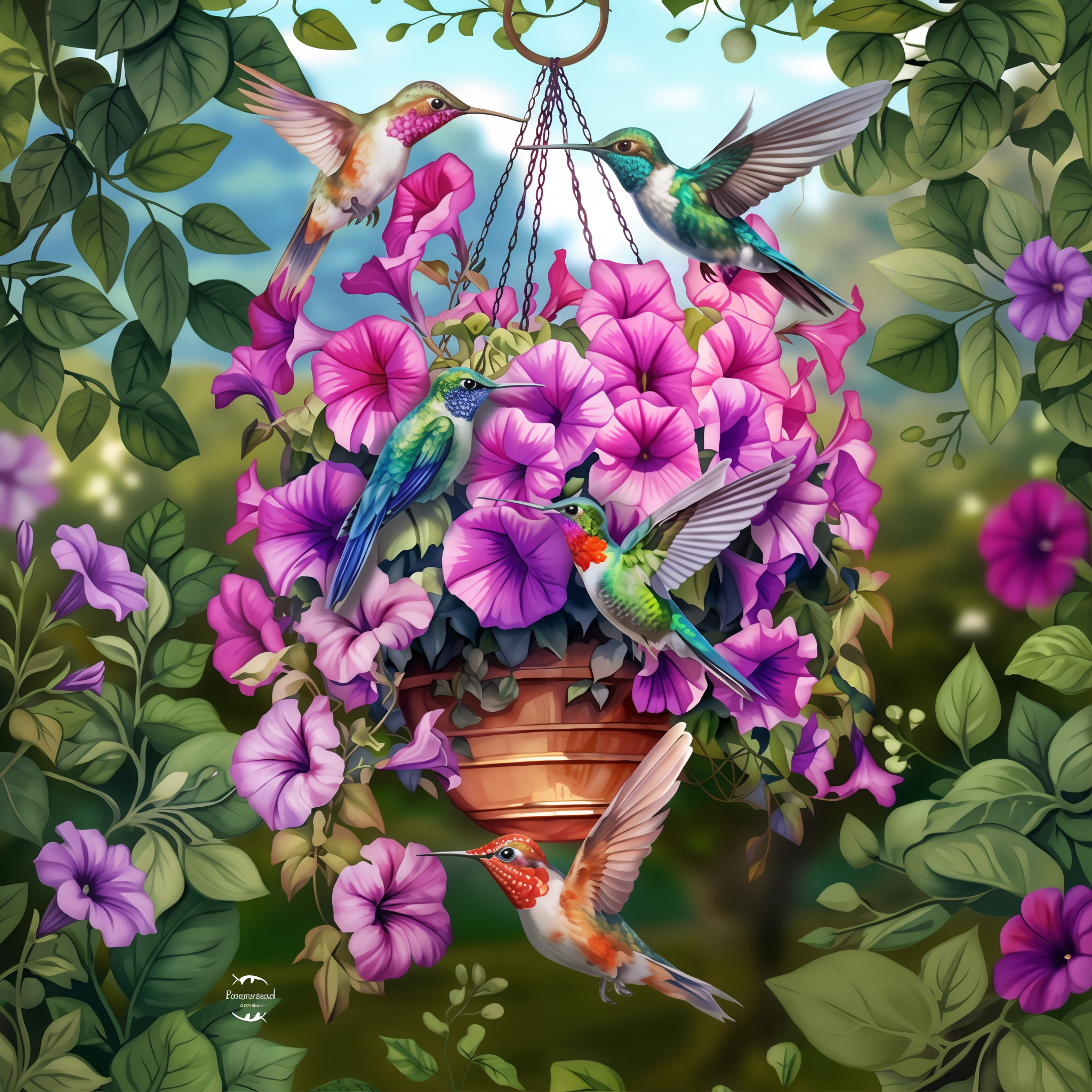 Briarwood Lane Hummingbirds and Petunias Garden Flag