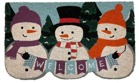 Briarwood Lane Winter Snowmen Welcome Natural Fiber Coir Doormat