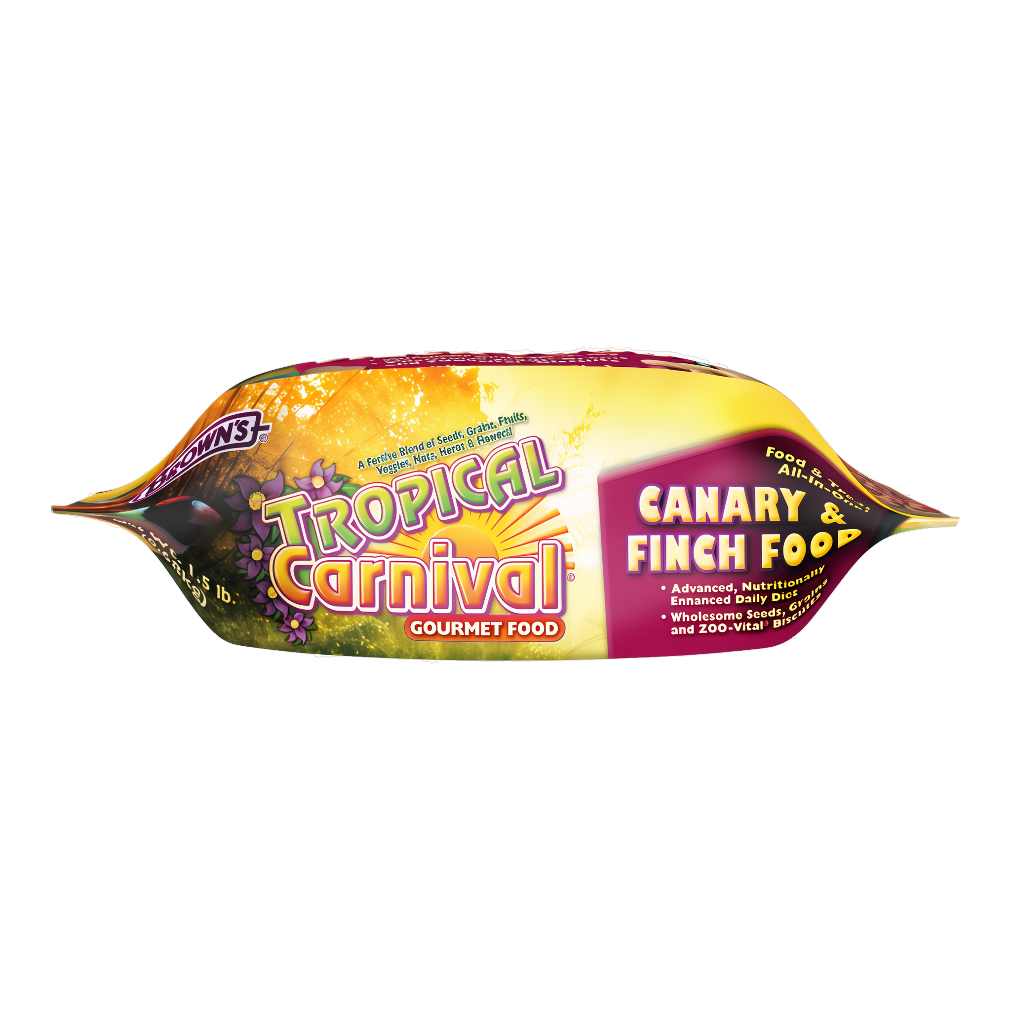 Tropical Carnival Canary & Finch Food package, lay-flat view